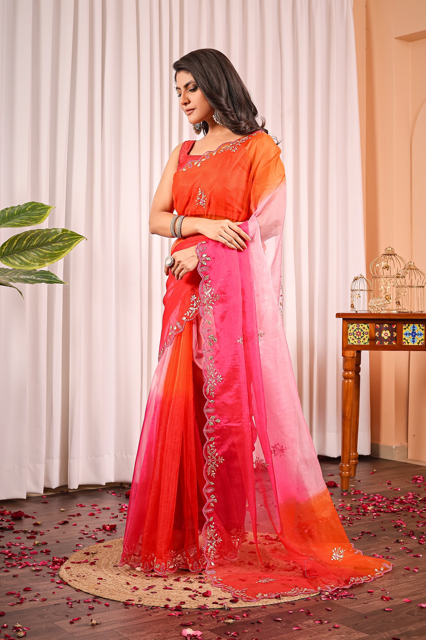 C H A N D I K A || Organza Saree with Gota Patti Work