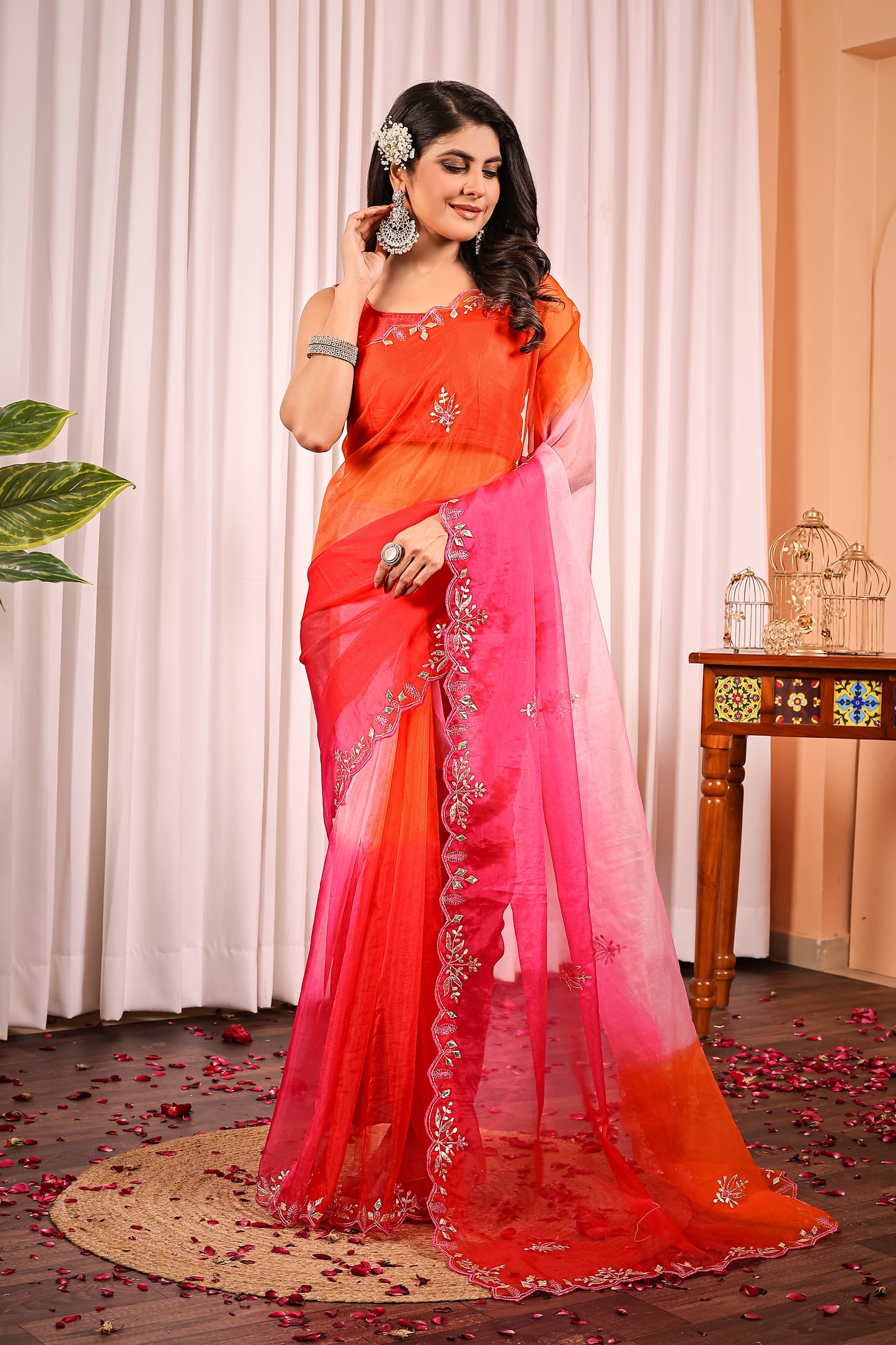 C H A N D I K A || Organza Saree with Gota Patti Work
