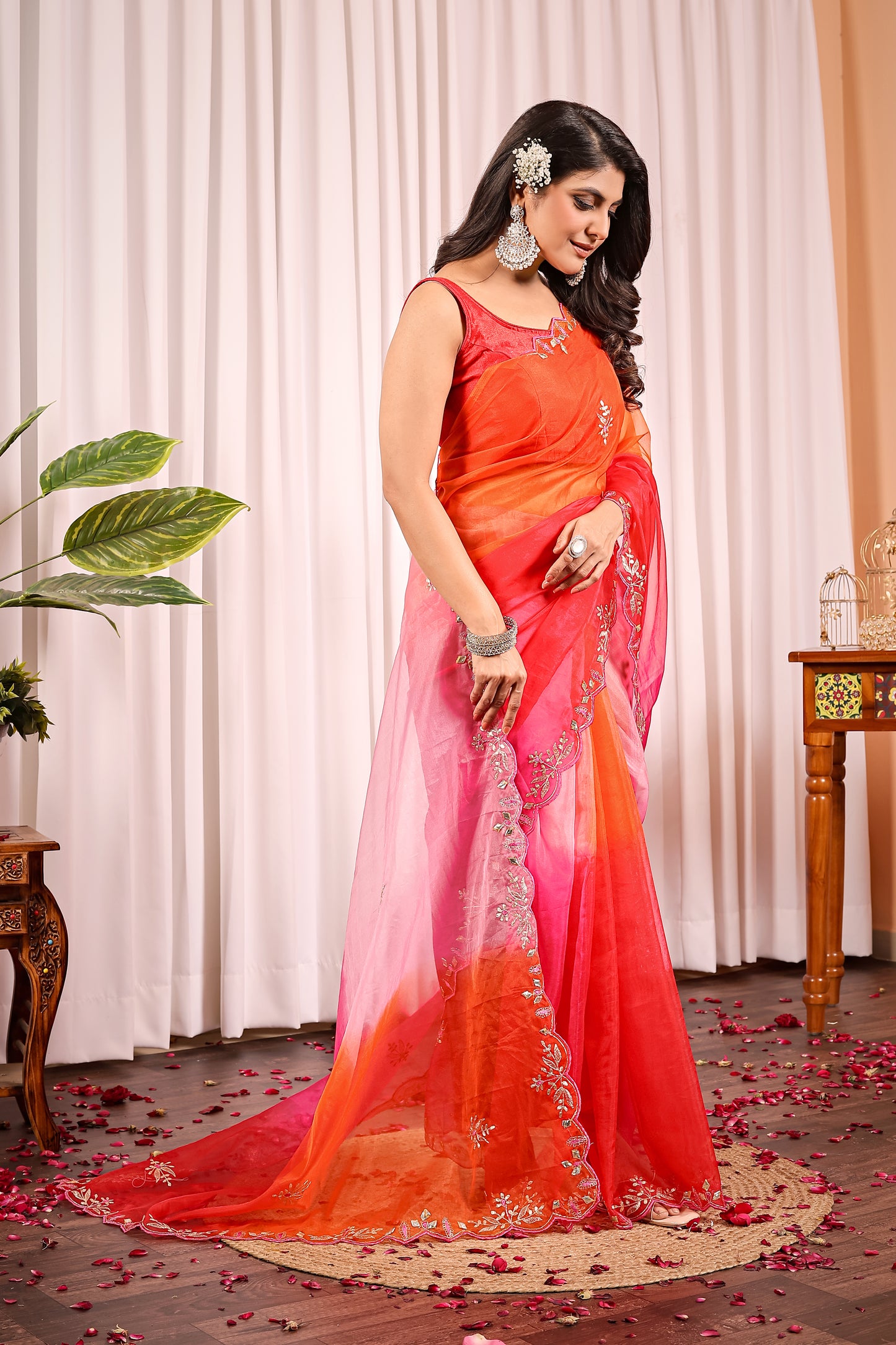 C H A N D I K A || Organza Saree with Gota Patti Work