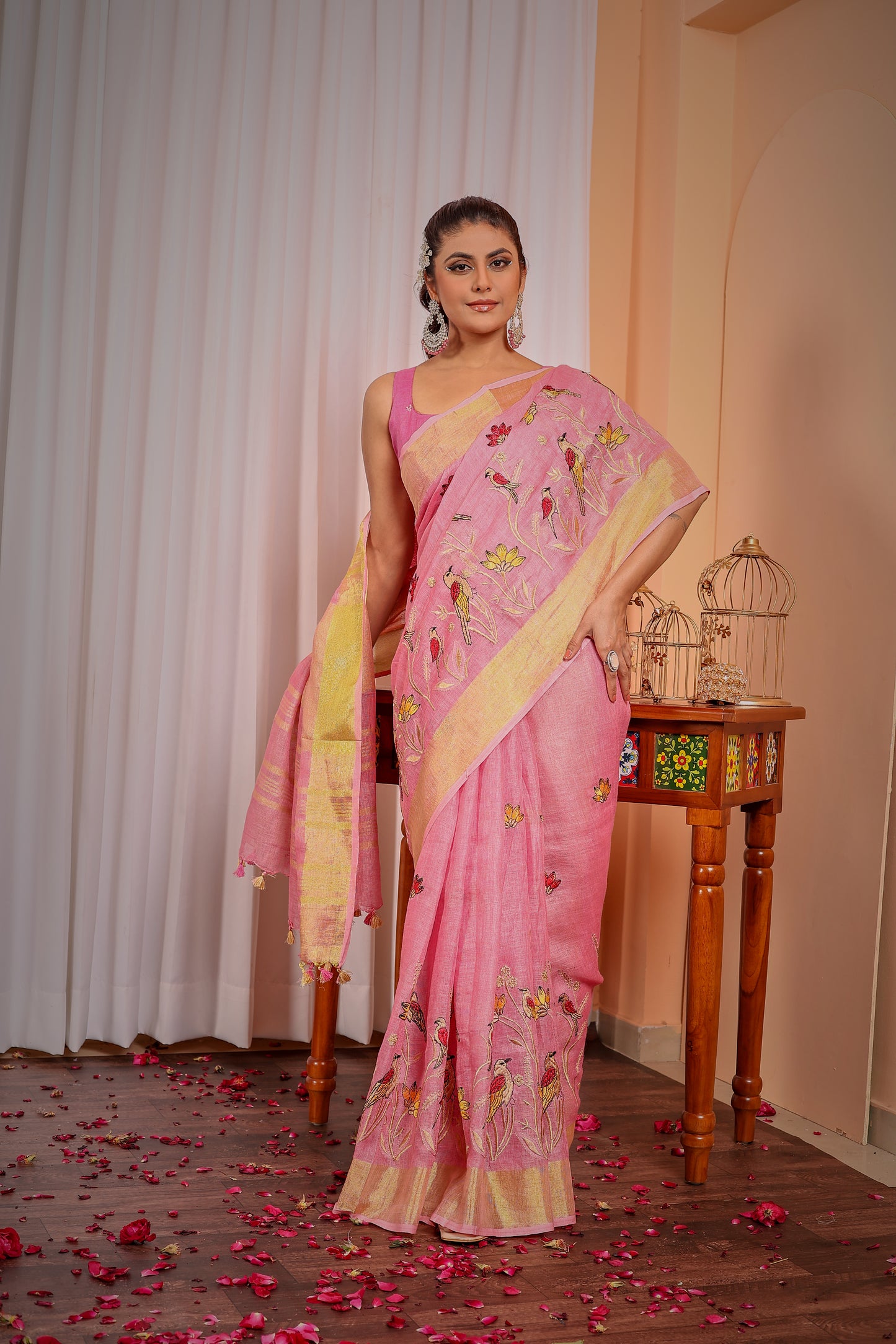 R E E V A || Pure Linen Saree