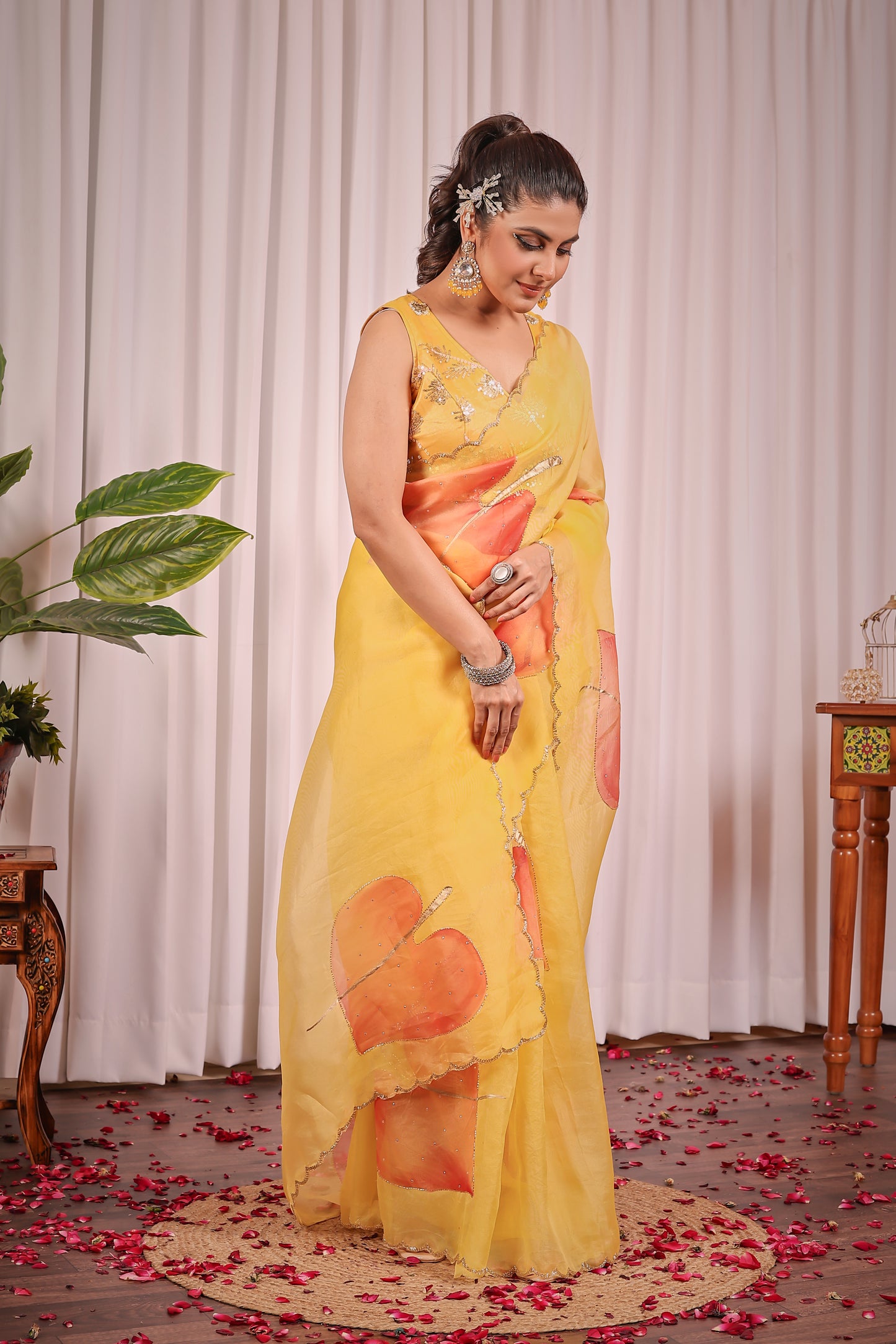 M A A Y A || Organza Saree with Hand Paint and Work