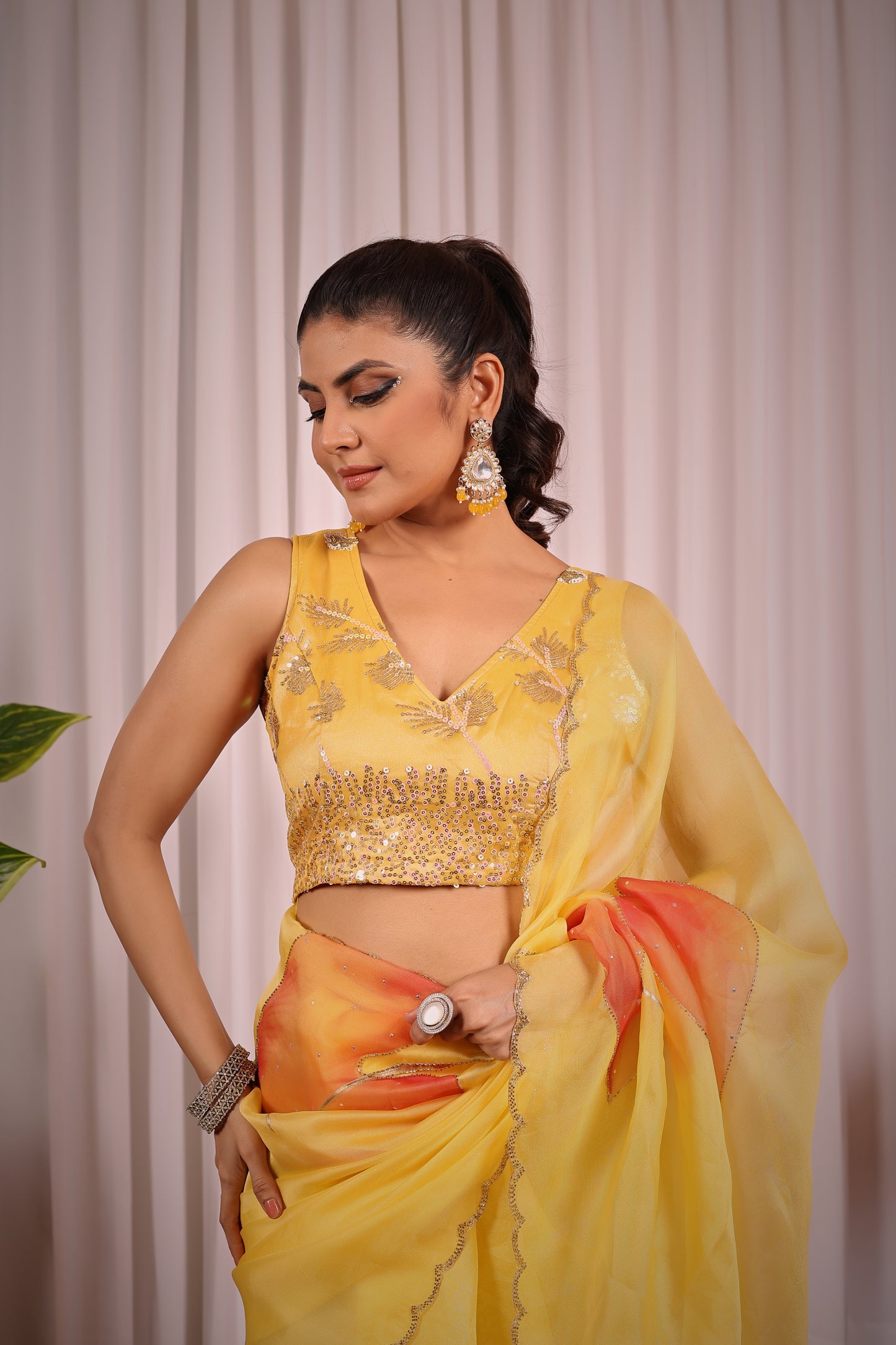 M A A Y A || Organza Saree with Hand Paint and Work