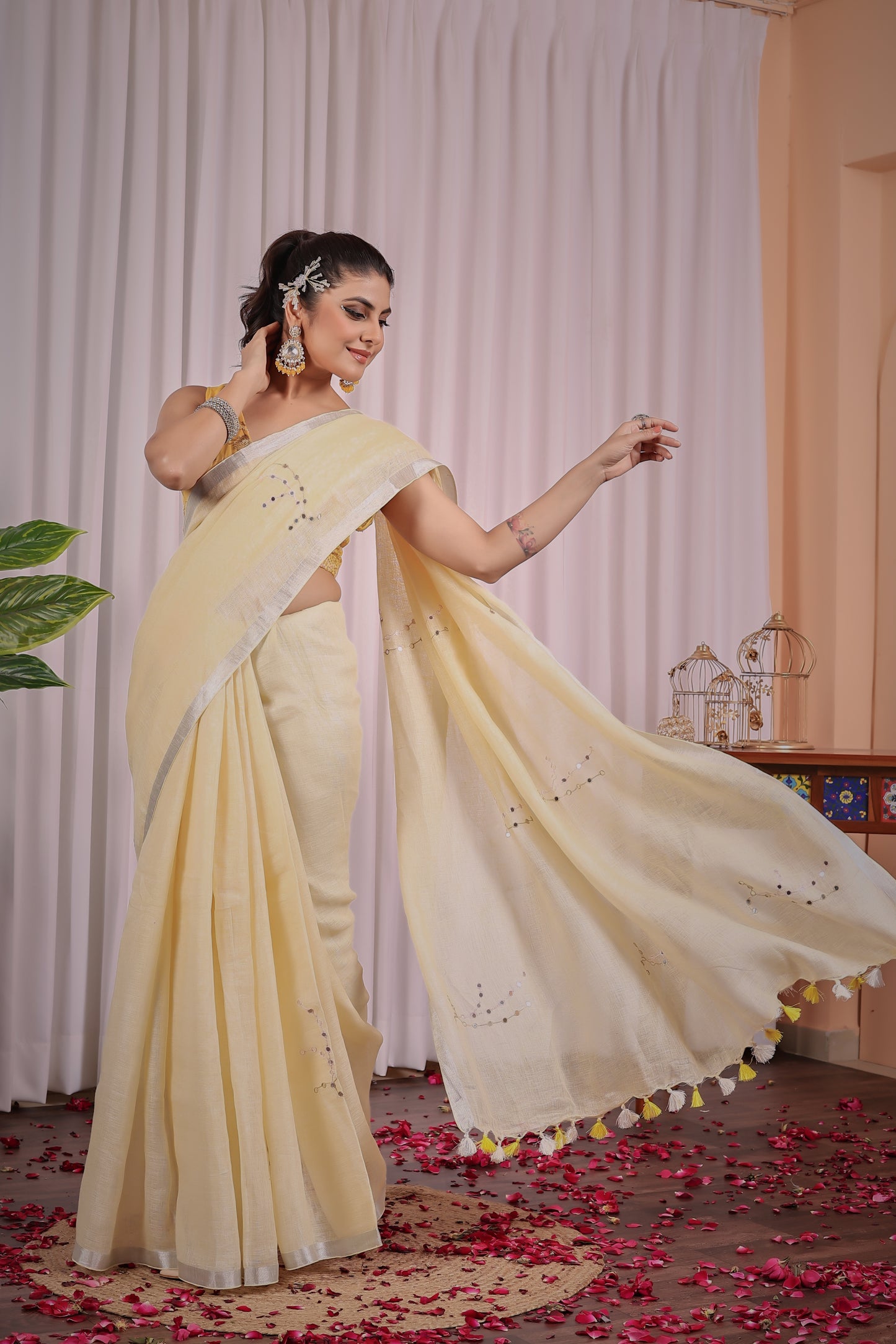 S A N G A M || Pure Linen Saree