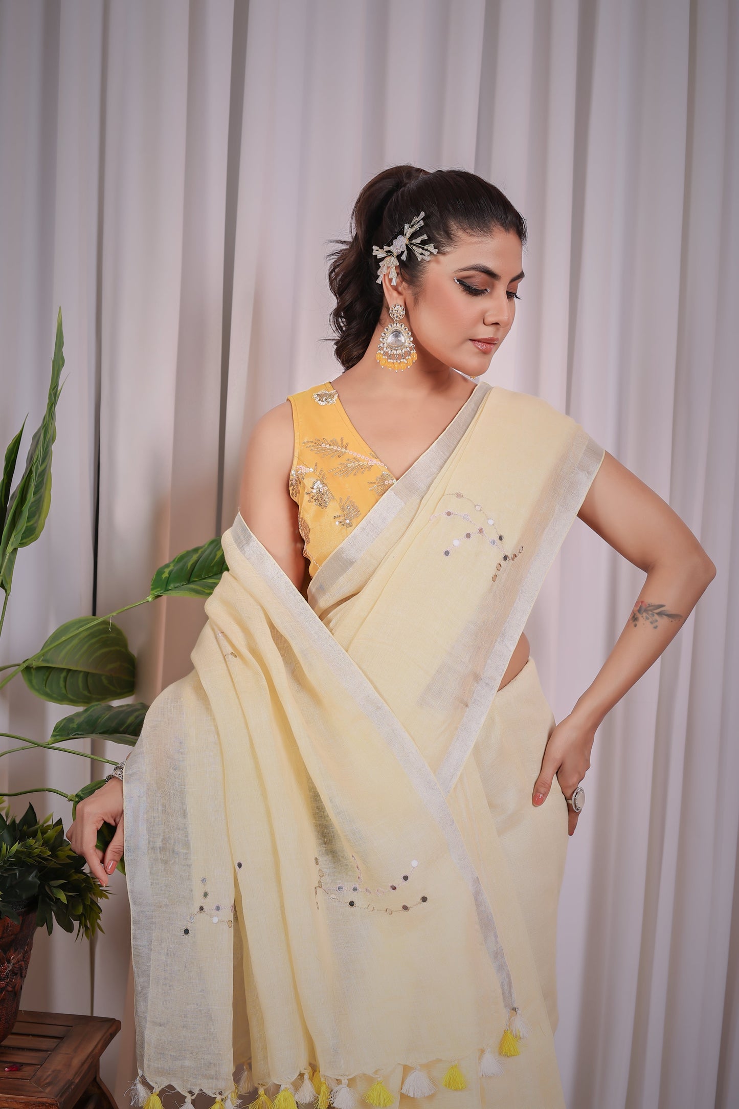 S A N G A M || Pure Linen Saree