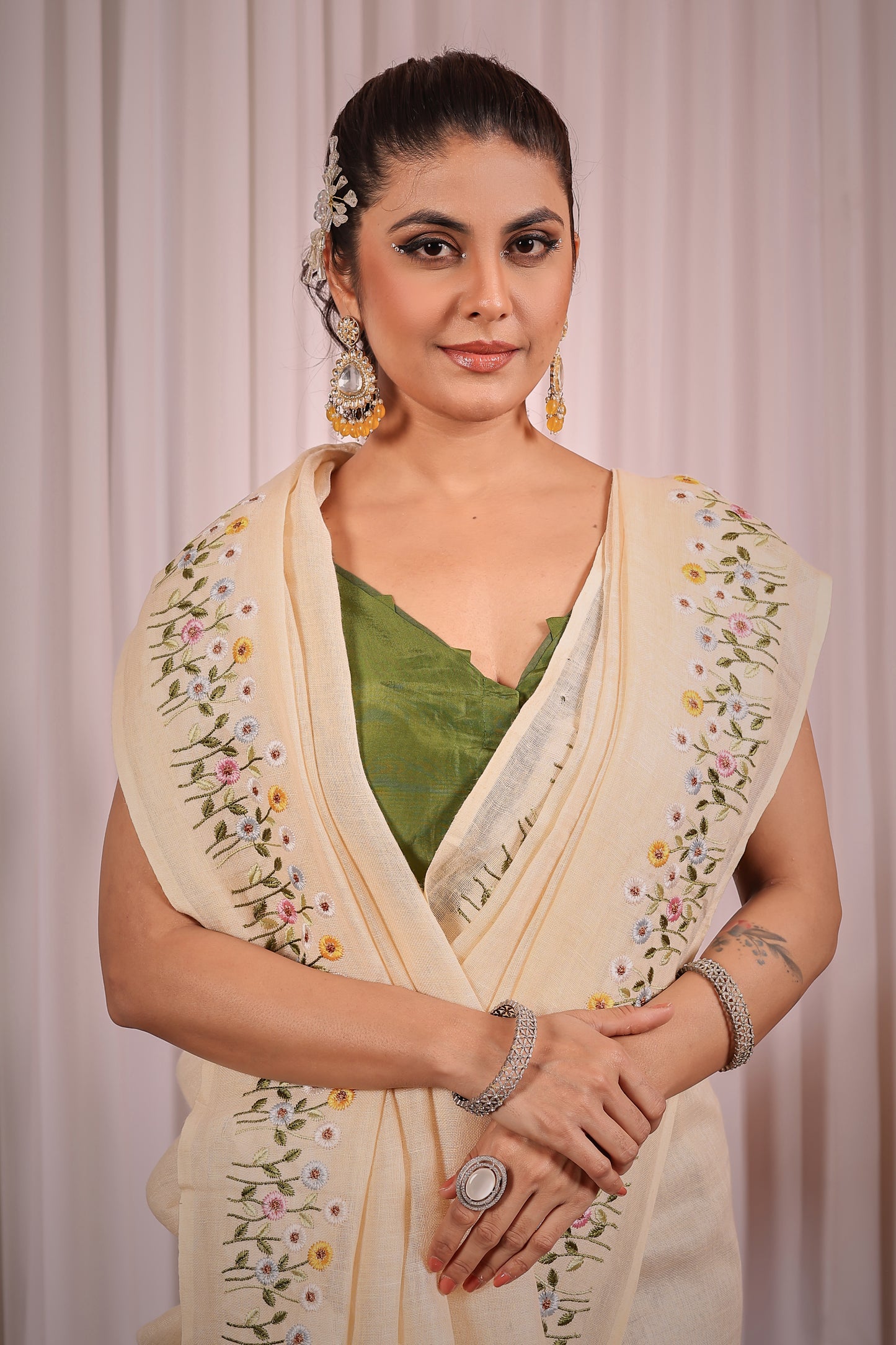 N A N D A || Pure Linen Saree