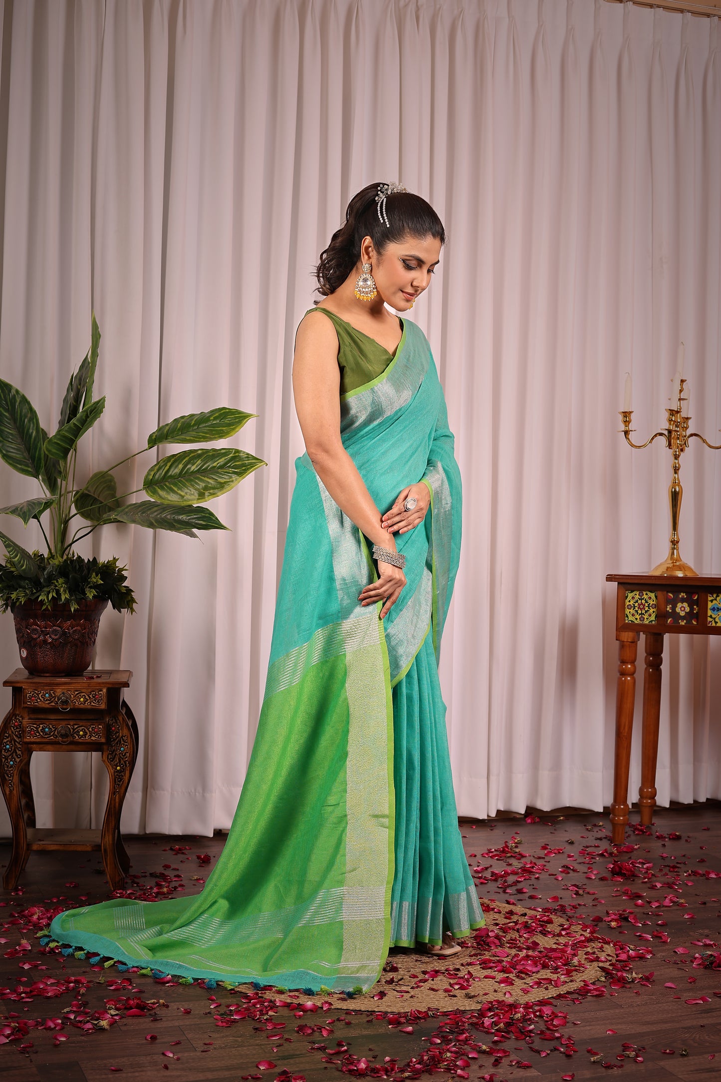 T A P T I || Pure Linen Saree