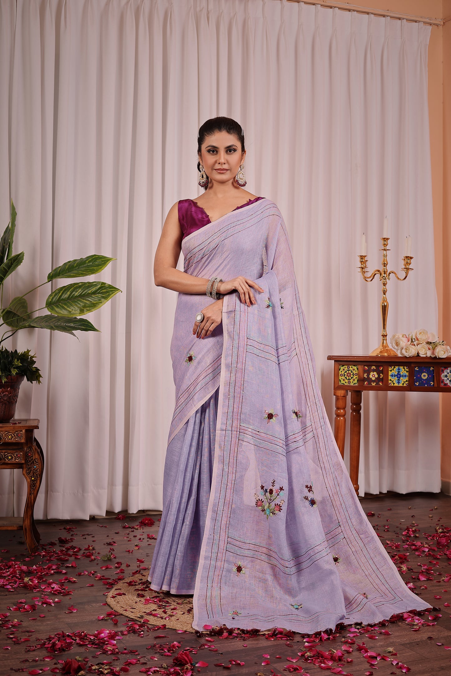 R A A V E E || Pure Linen Saree