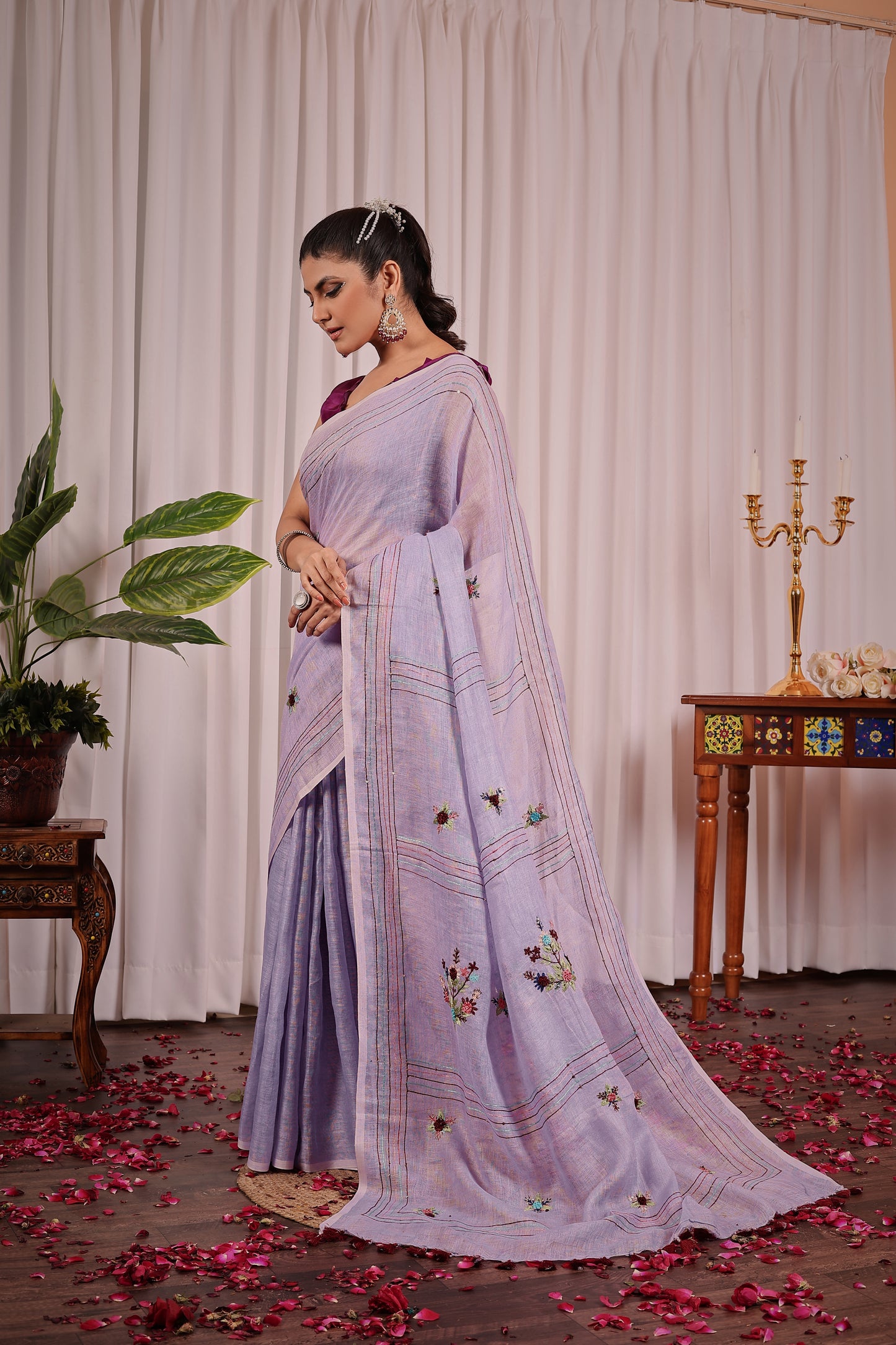 R A A V E E || Pure Linen Saree