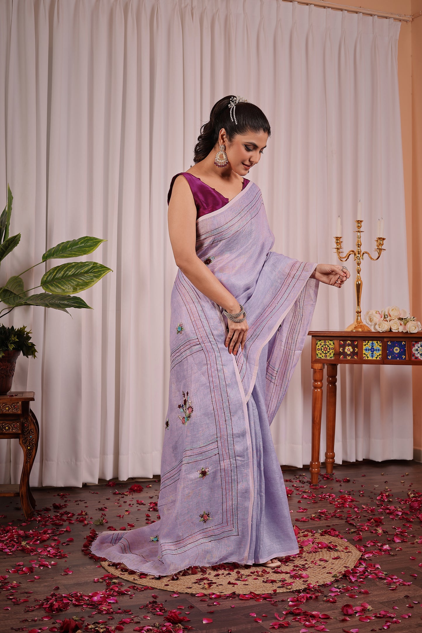 R A A V E E || Pure Linen Saree