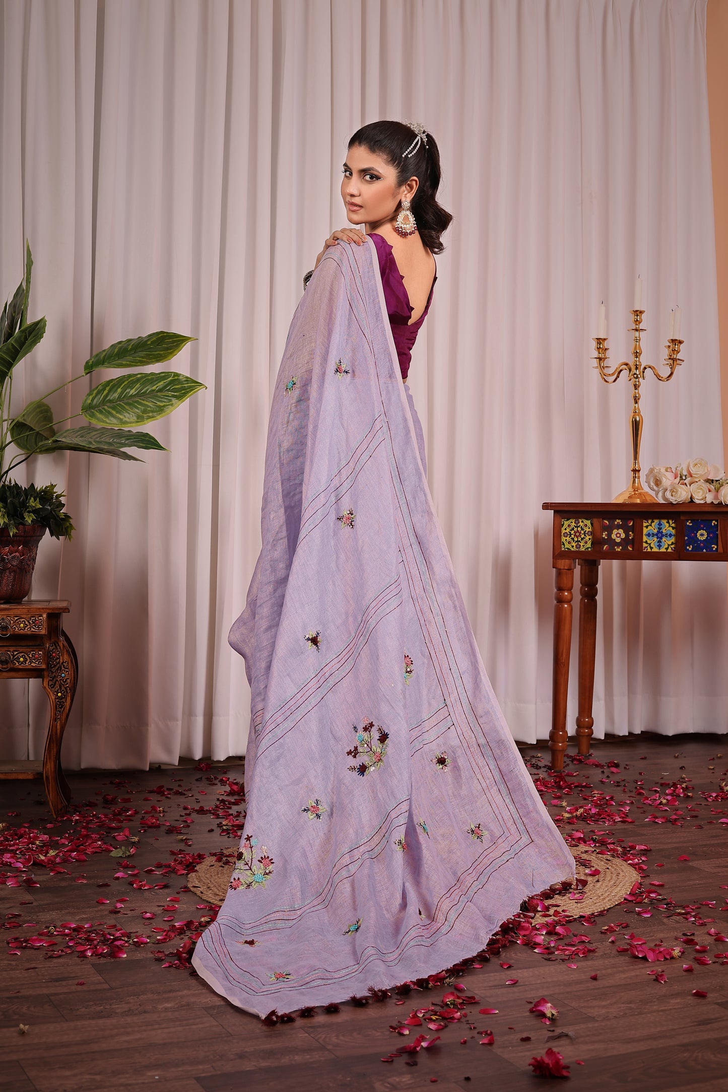R A A V E E || Pure Linen Saree