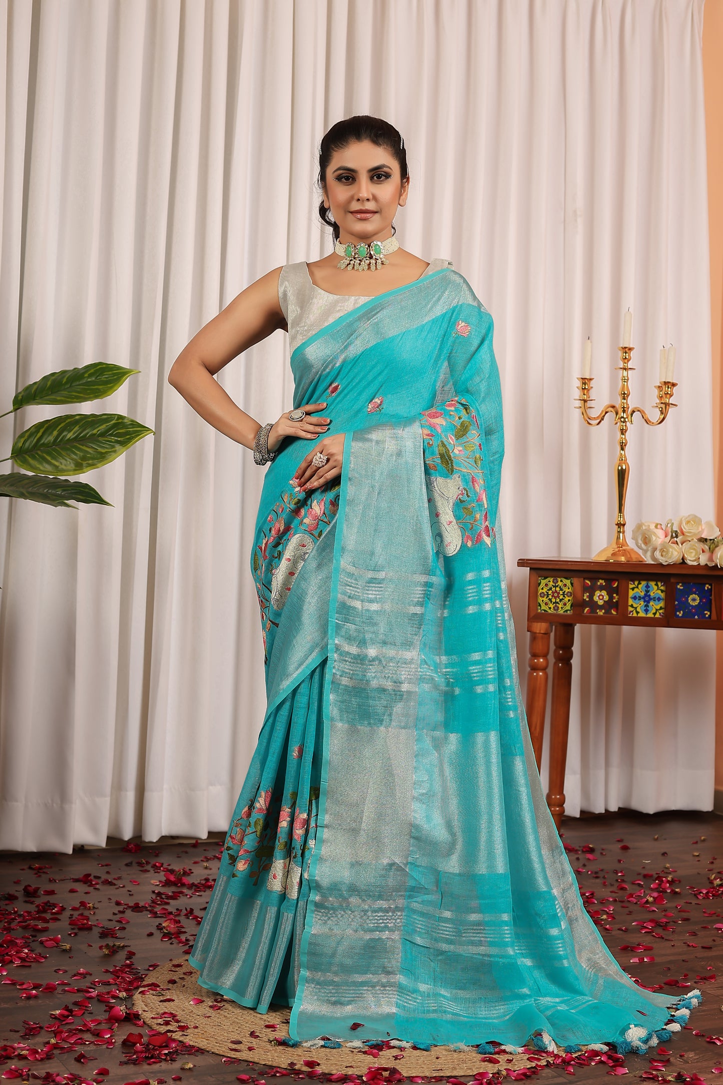 A L A K N A N D A || Pure Linen Saree