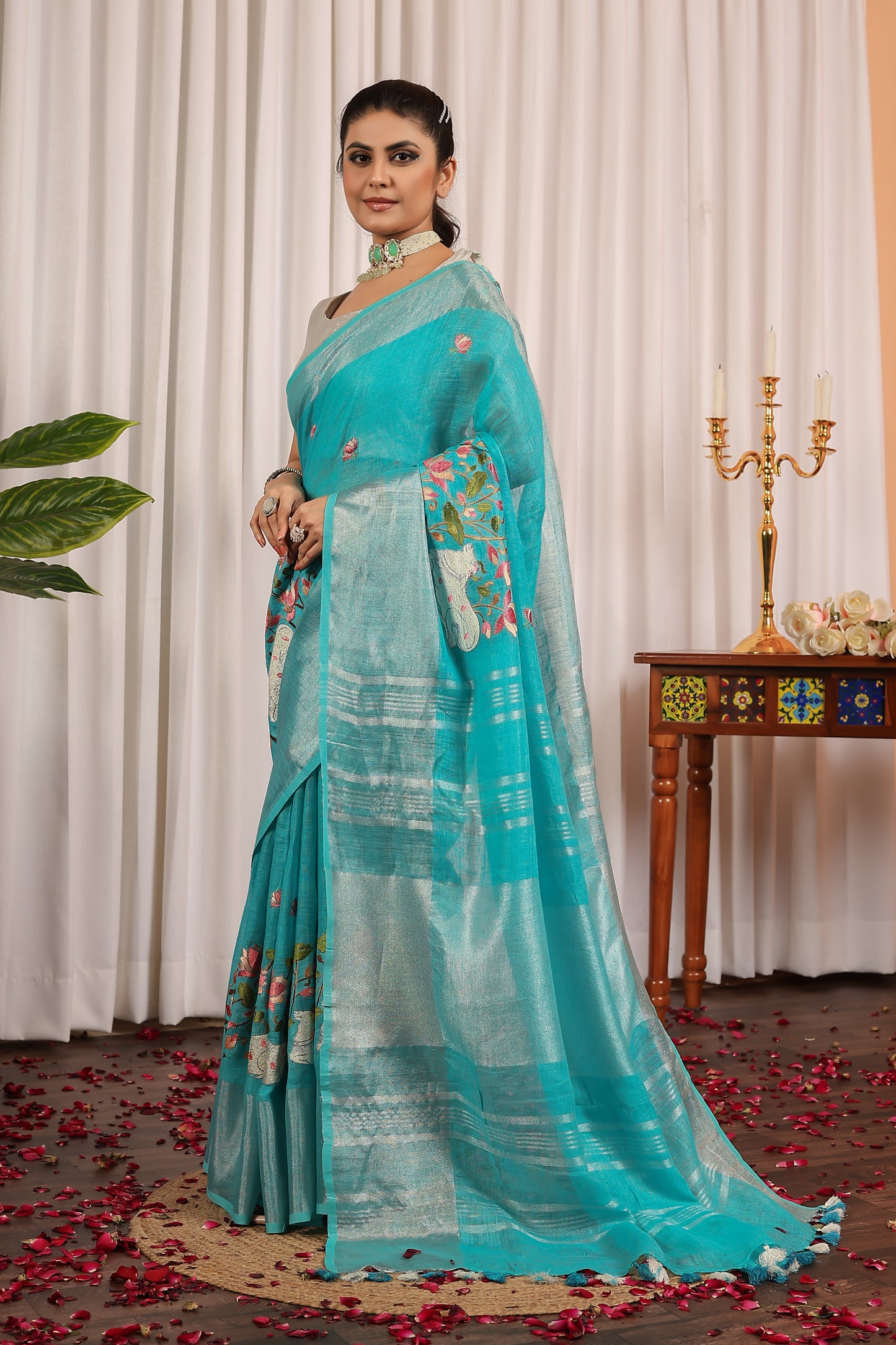 A L A K N A N D A || Pure Linen Saree