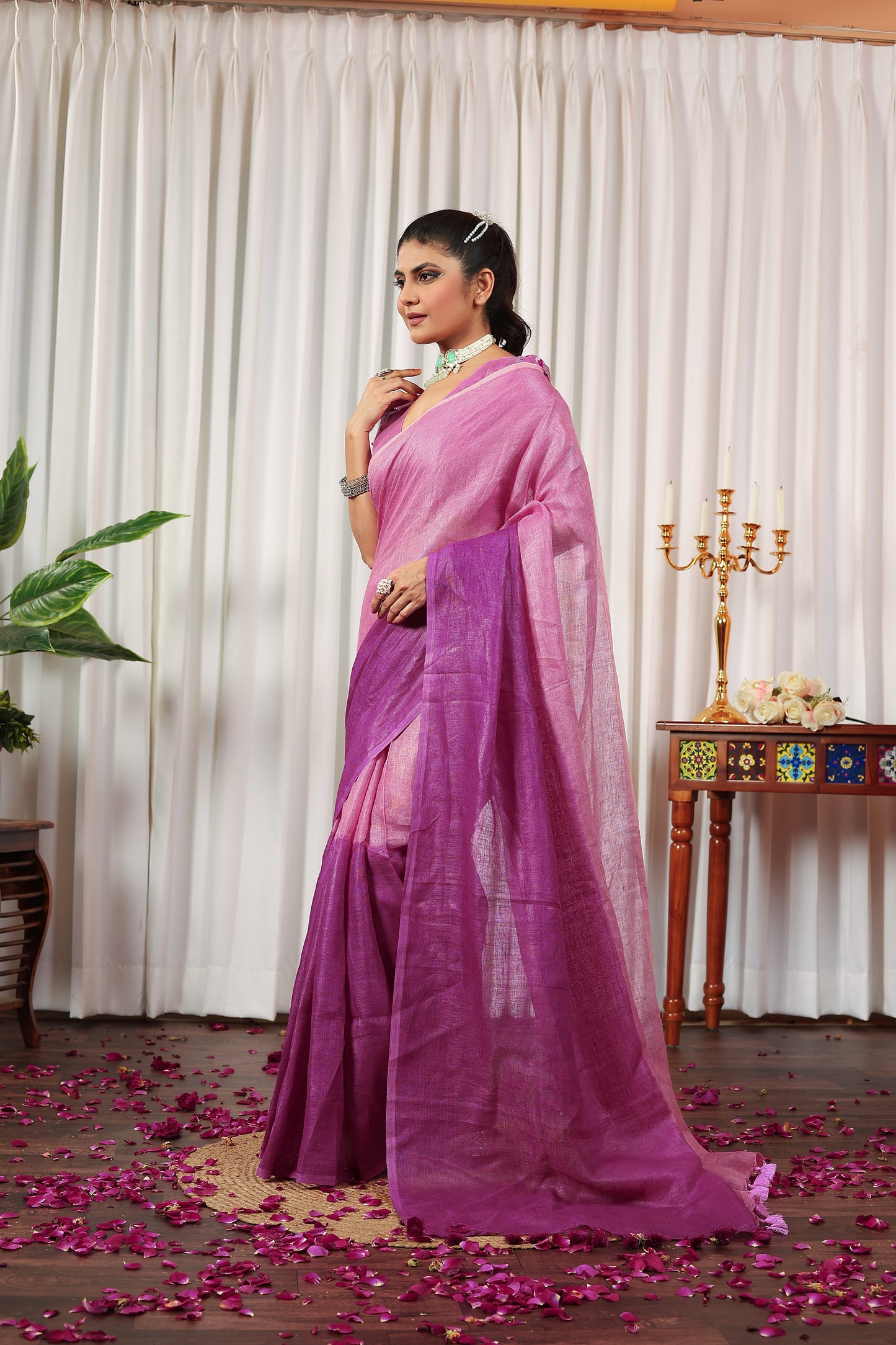 V I S H W A M R I T || Pure Linen Saree