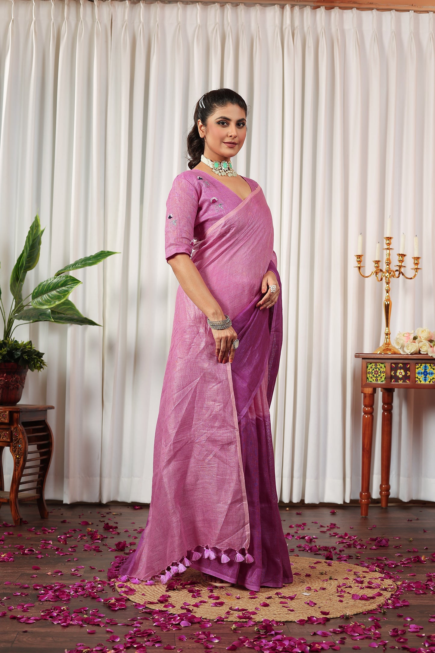 V I S H W A M R I T || Pure Linen Saree