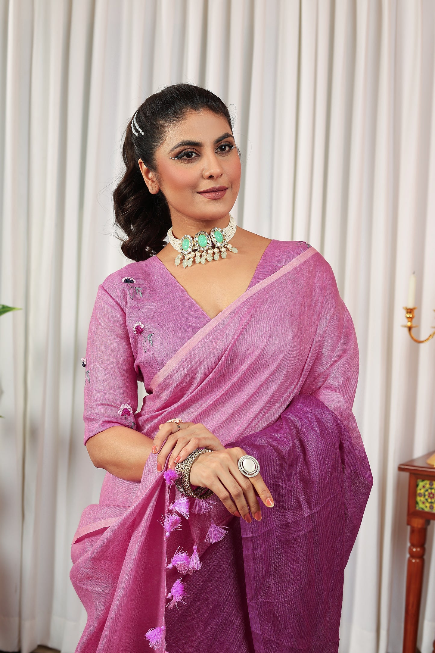 V I S H W A M R I T || Pure Linen Saree