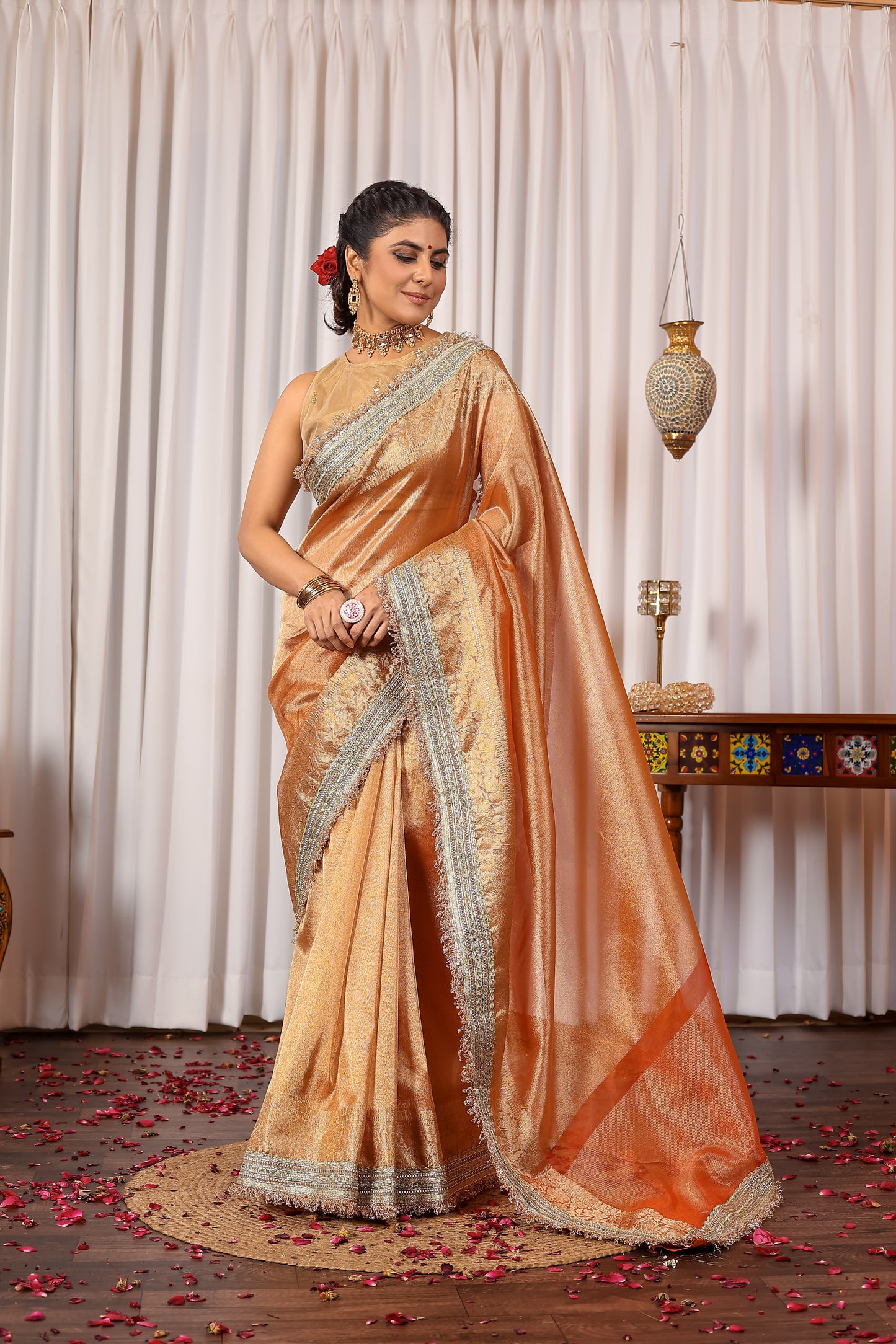 Y A S H O D H A || Banarasee Tissue Saree with Kiran Lace