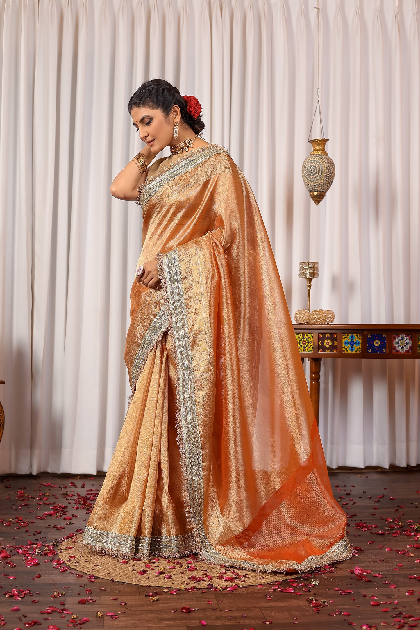 Y A S H O D H A || Banarasee Tissue Saree with Kiran Lace