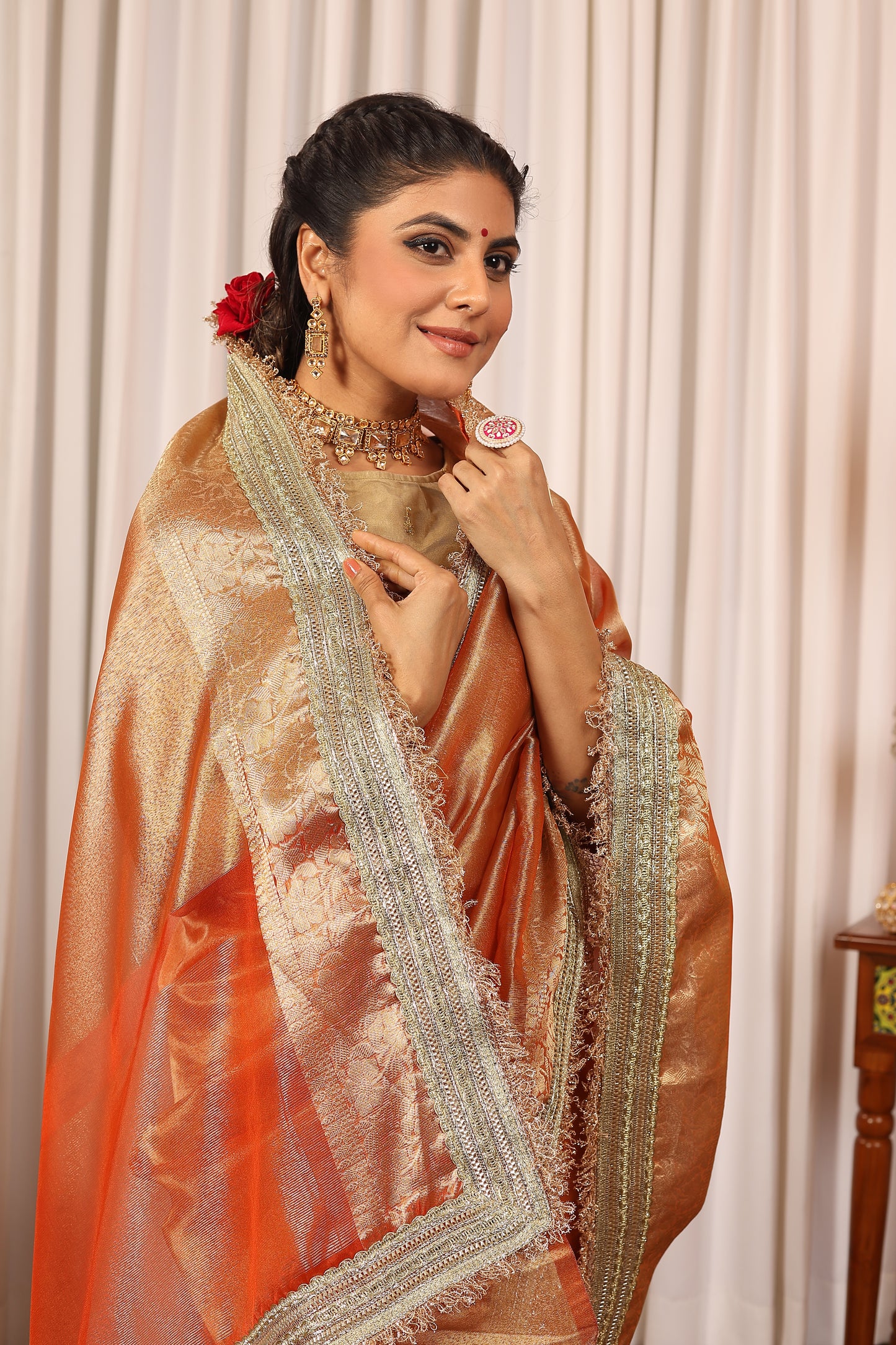 Y A S H O D H A || Banarasee Tissue Saree with Kiran Lace