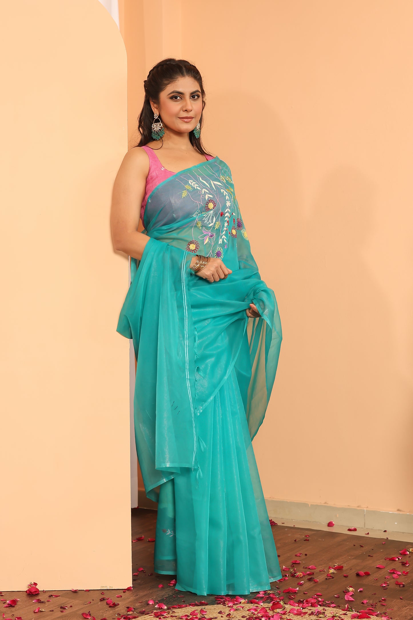 B H A V A N I || Organza Saree with Hand Work