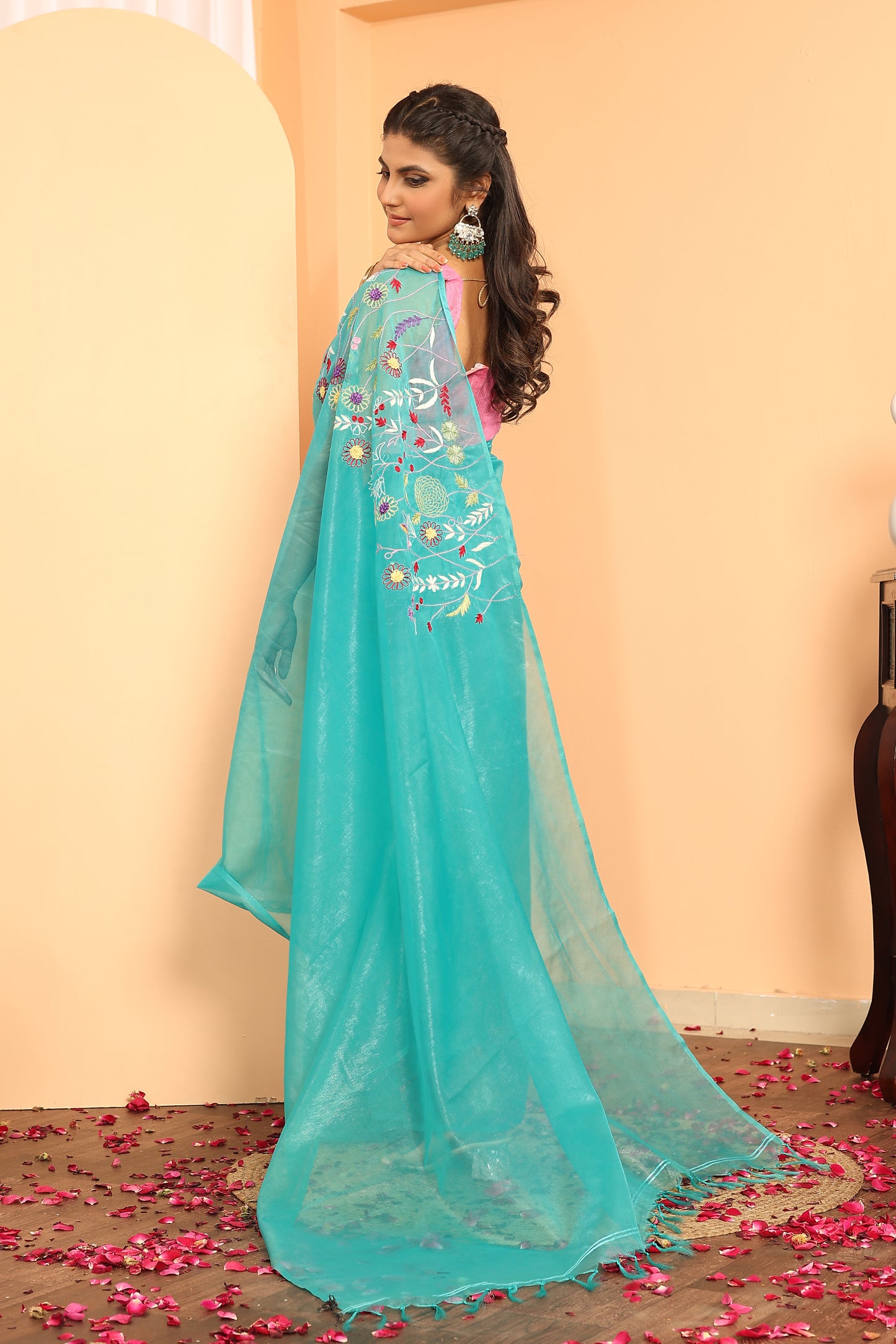 B H A V A N I || Organza Saree with Hand Work