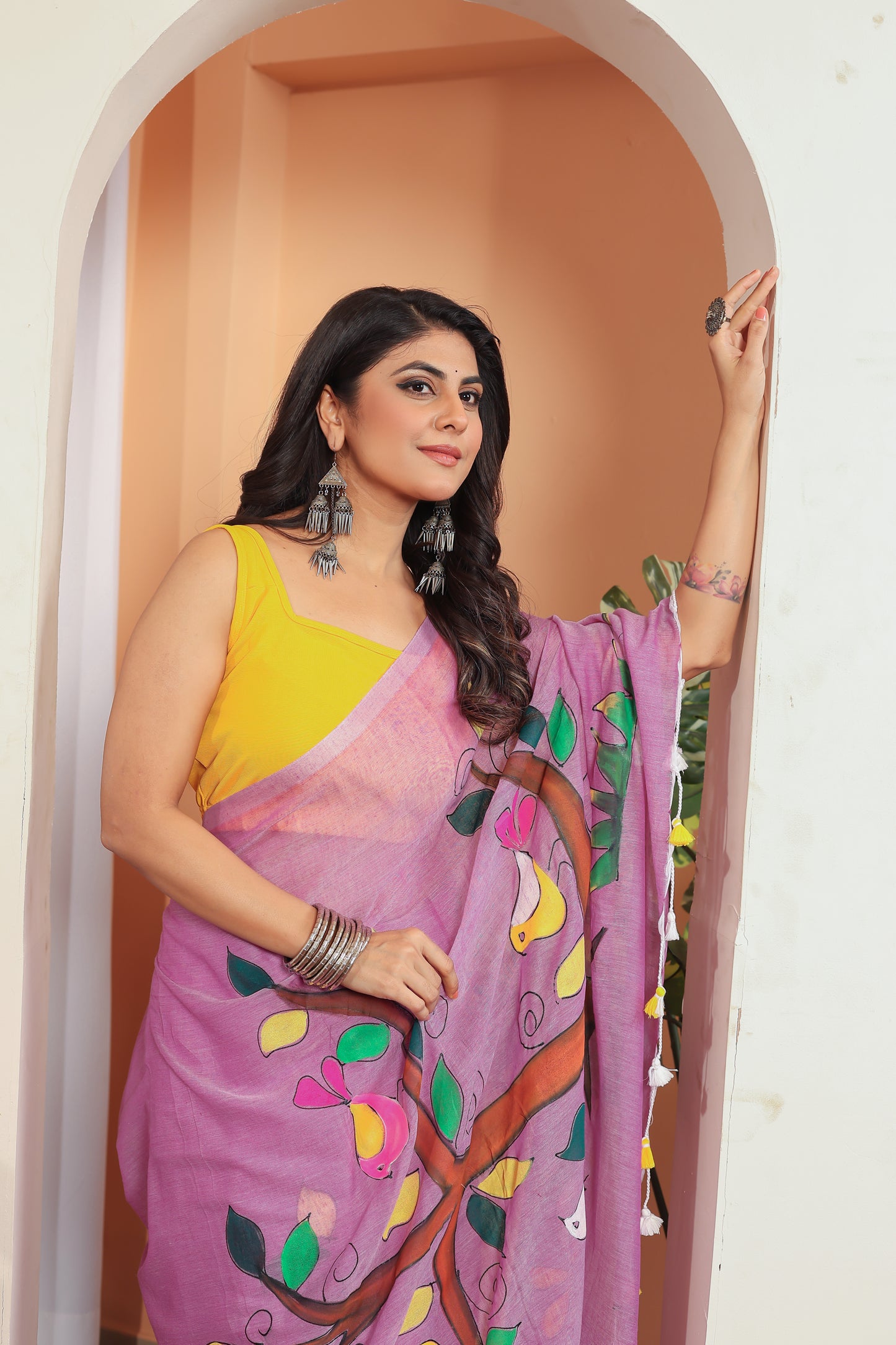 T A R A K || Mull Cotton Saree with Hand Paint