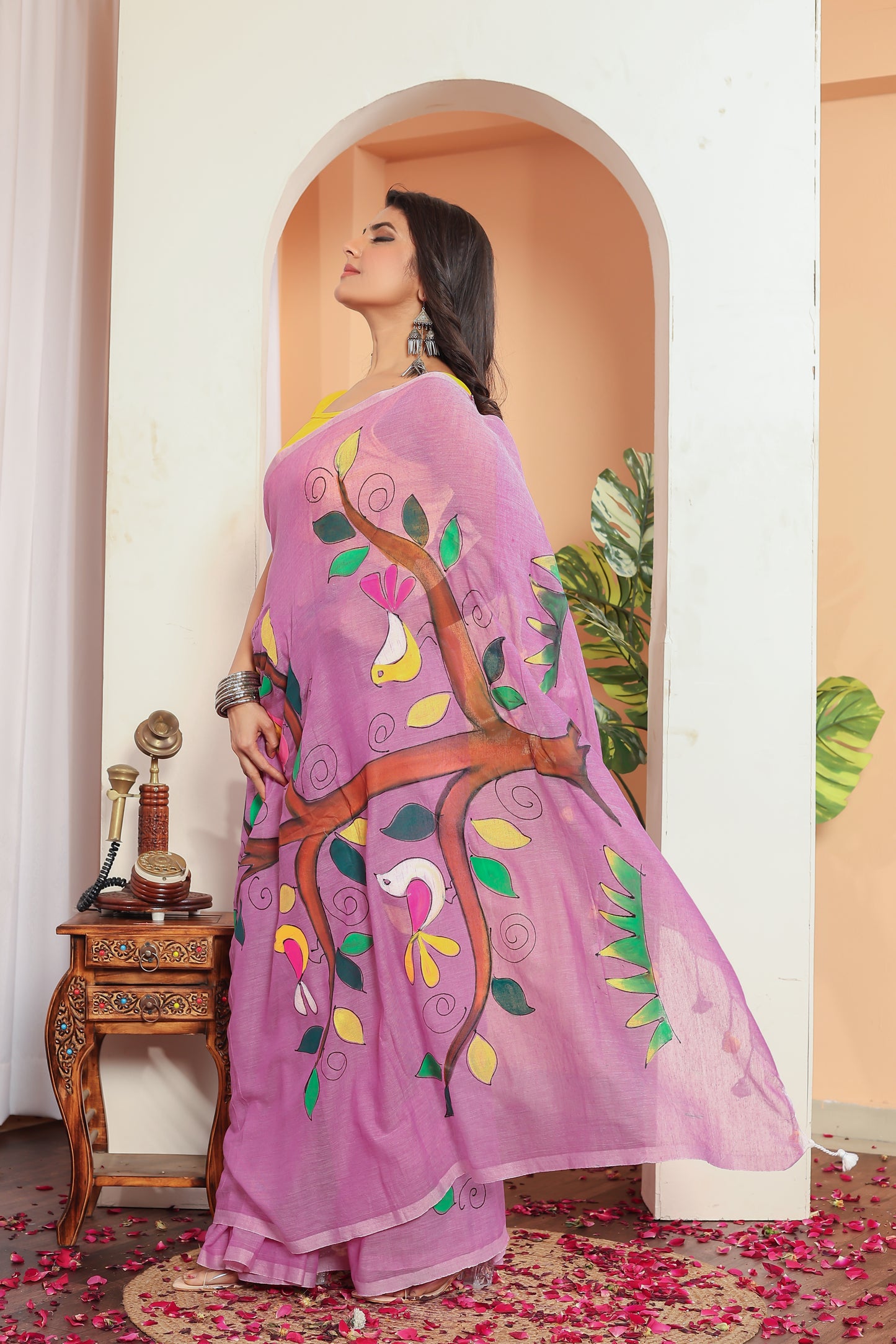 T A R A K || Mull Cotton Saree with Hand Paint