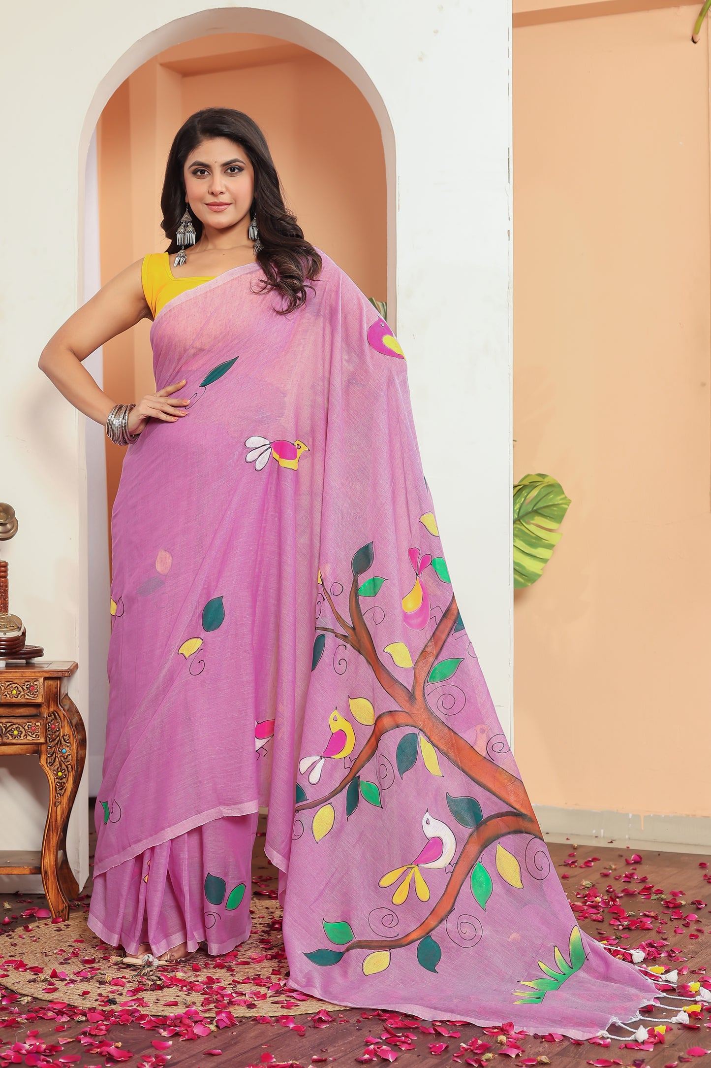 T A R A K || Mull Cotton Saree with Hand Paint