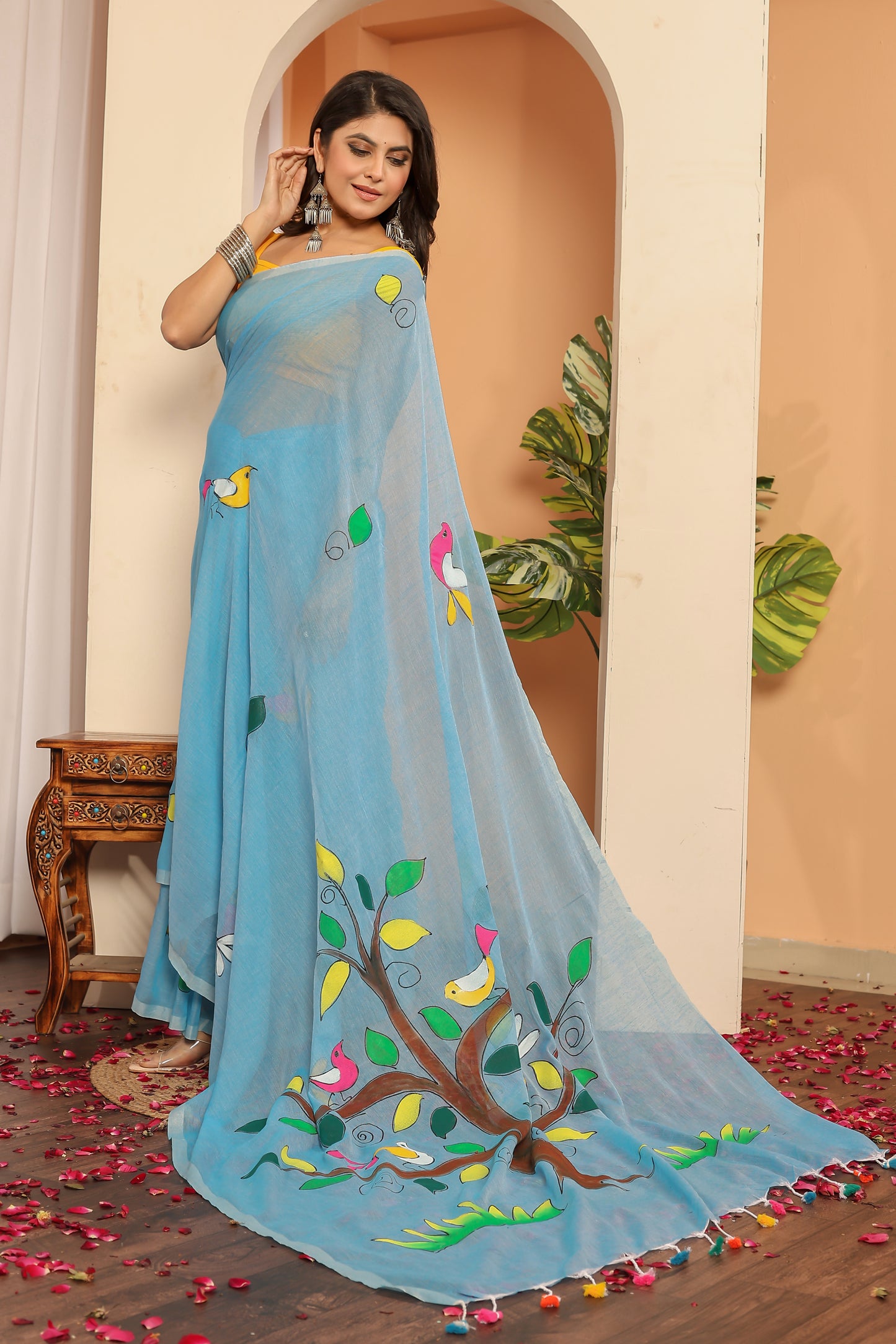K E S A R || Mull Cotton Saree with Hand Paint