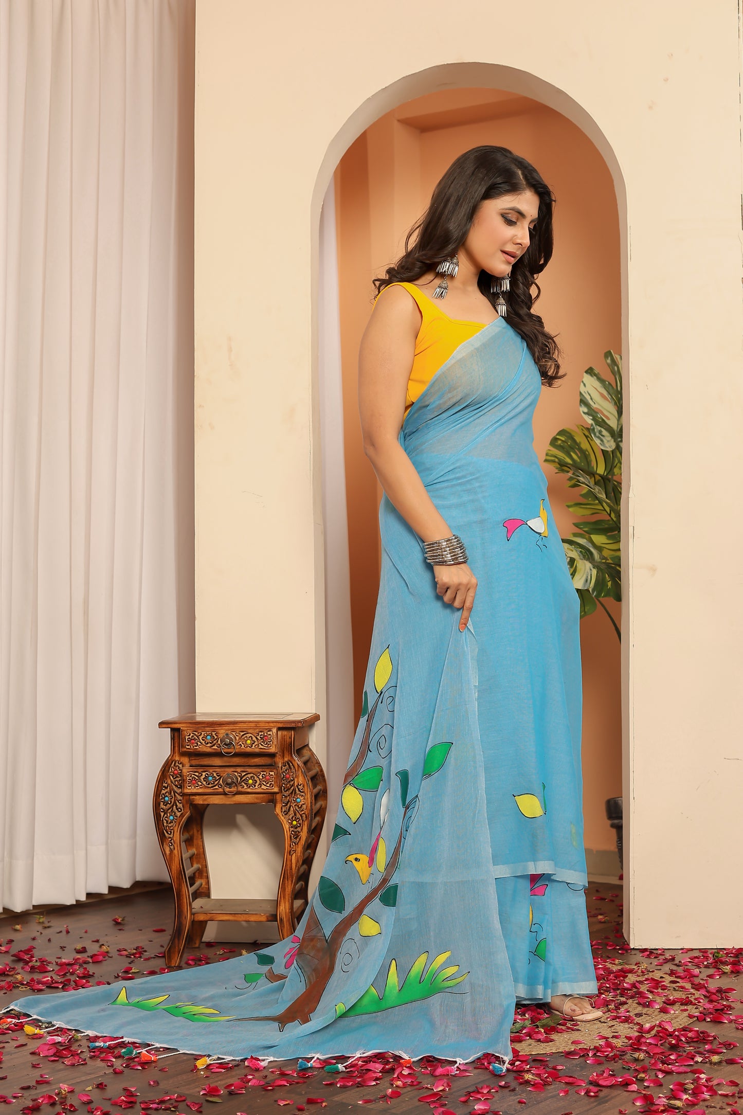 K E S A R || Mull Cotton Saree with Hand Paint