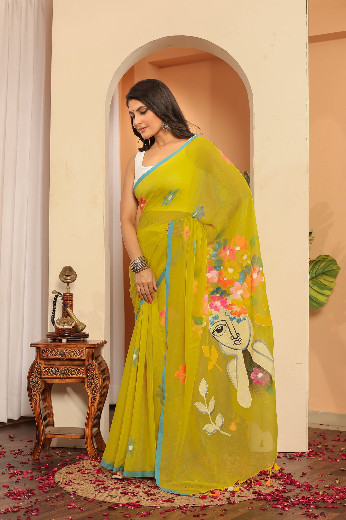 B A I J A N T E E || Mull Cotton Hand-Painted Saree
