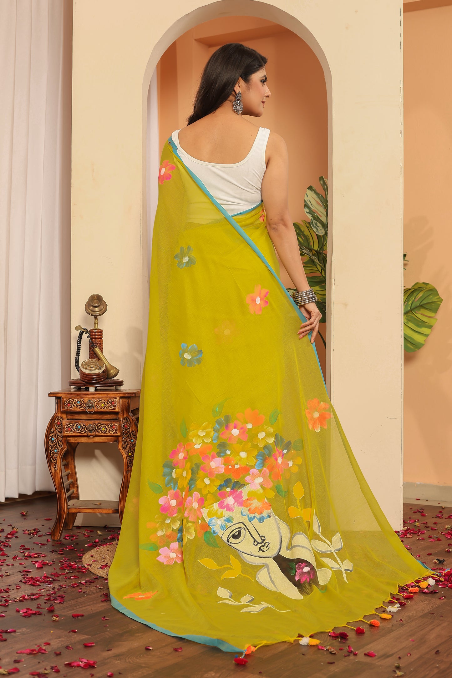 B A I J A N T E E || Mull Cotton Hand-Painted Saree
