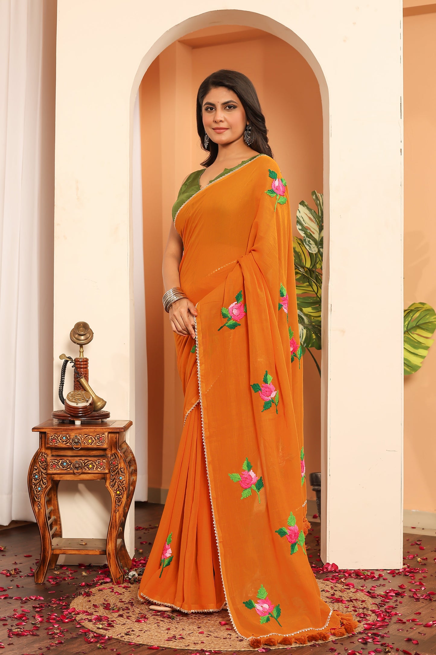 N A R G I S || Mull Cotton Saree with Thread Work