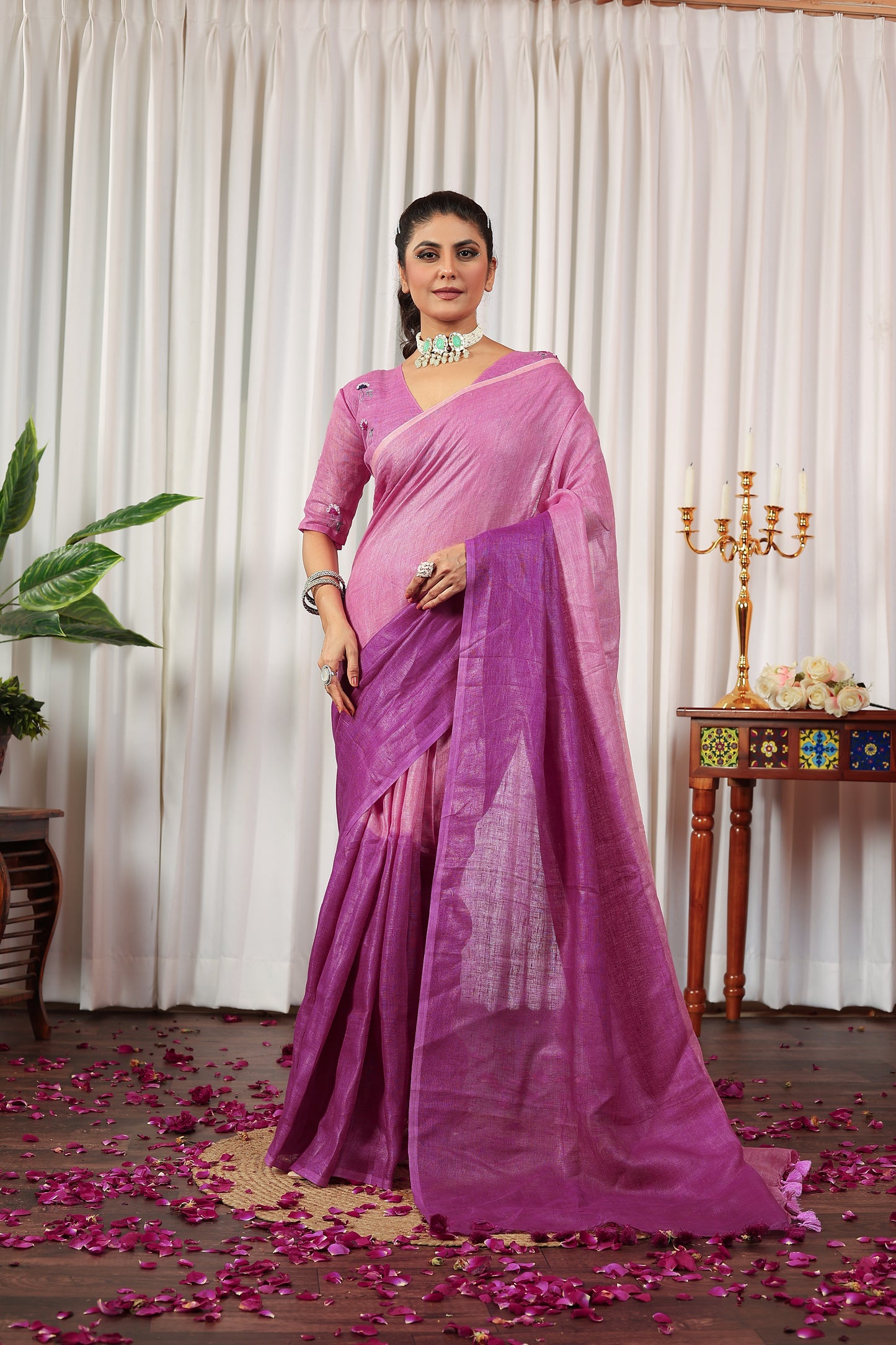 V I S H W A M R I T || Pure Linen Saree