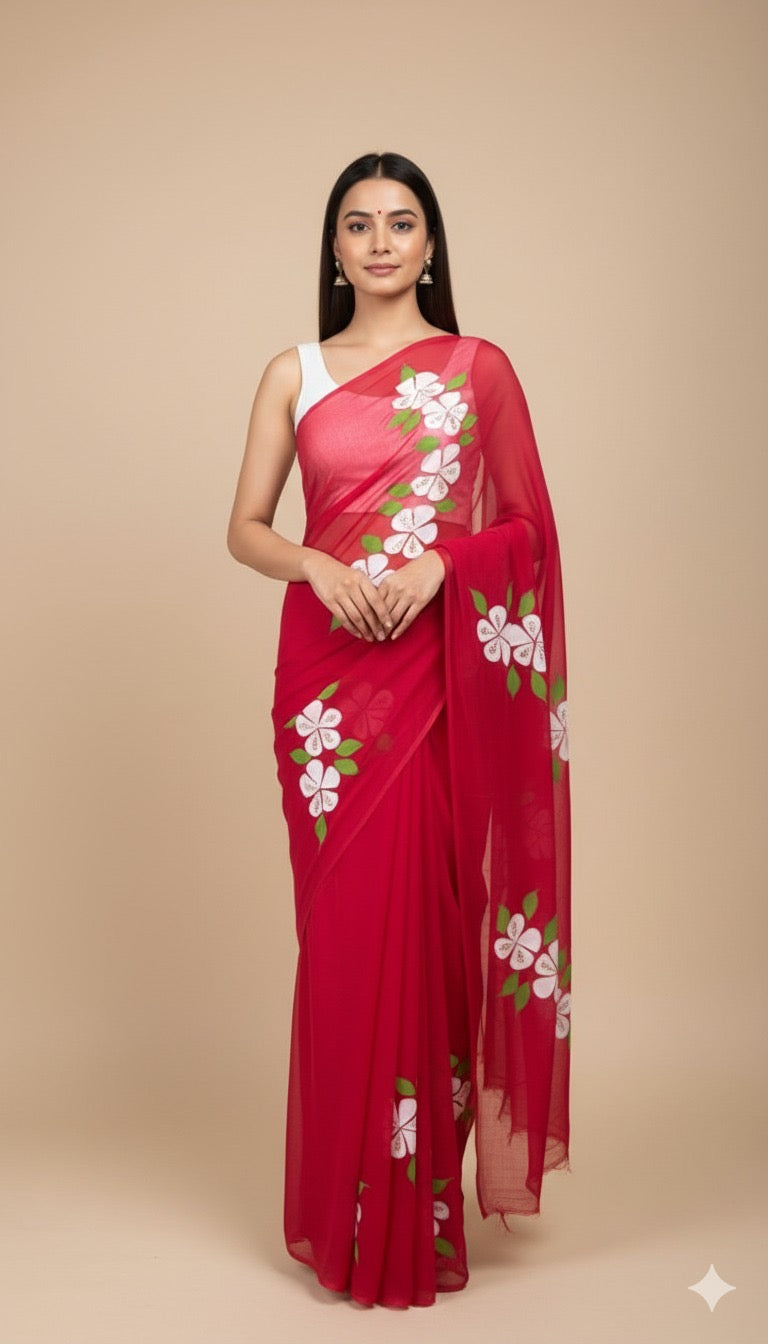 L A A L - C H A M P A || Pure Chiffon Saree