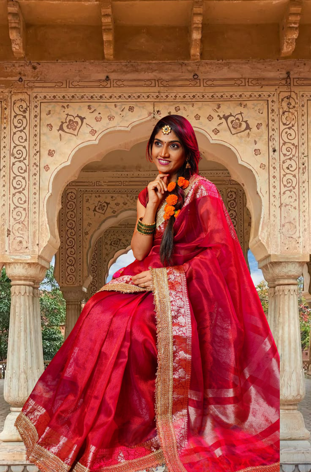 N A N D I N I || Banarasee Tissue saree With Kiran Lace