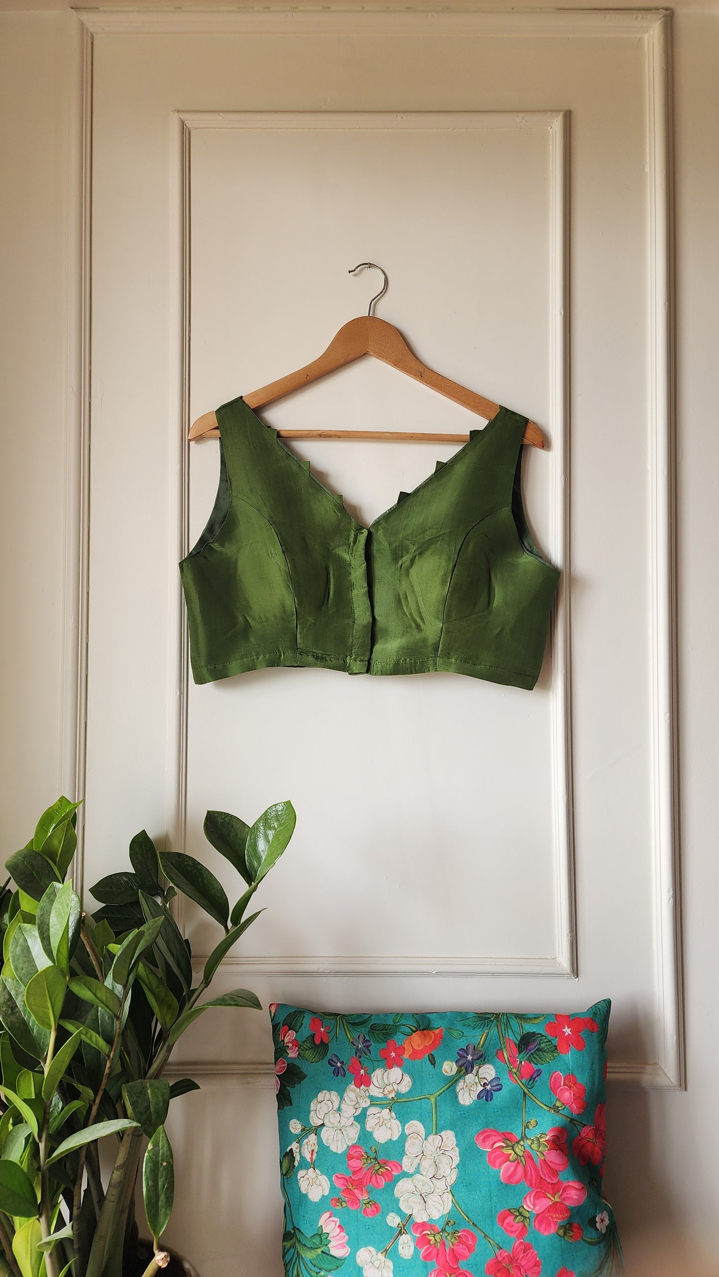 Green || Cotton Silk Blouse