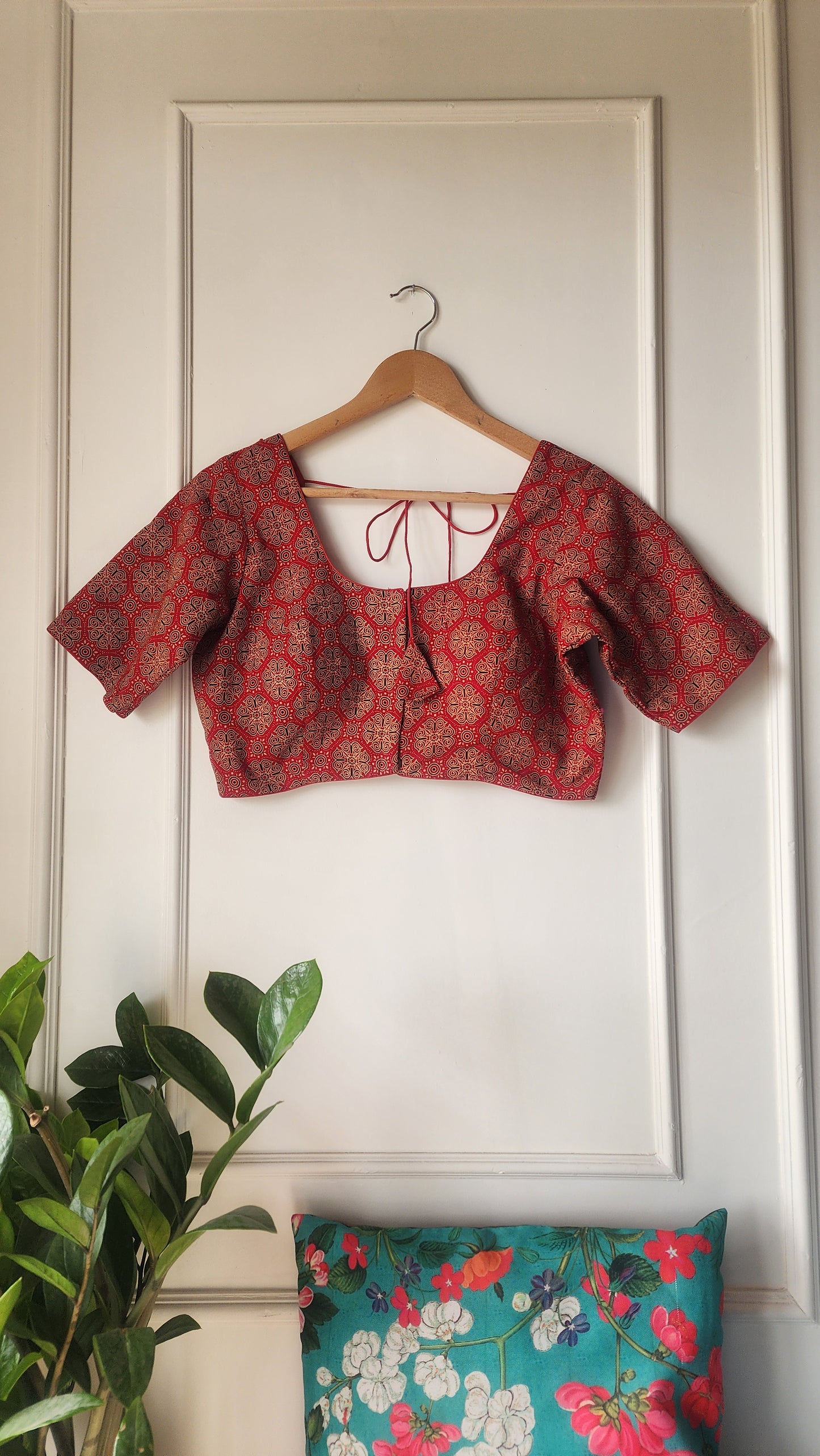 Red || Ajrakh print Cotton Blouse