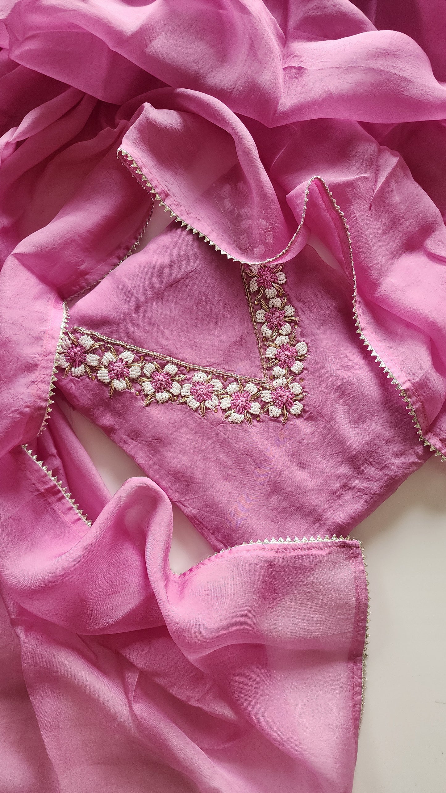 C A M E L L I A ||Hand work Unstitched Salwar Set Material with dupatta
