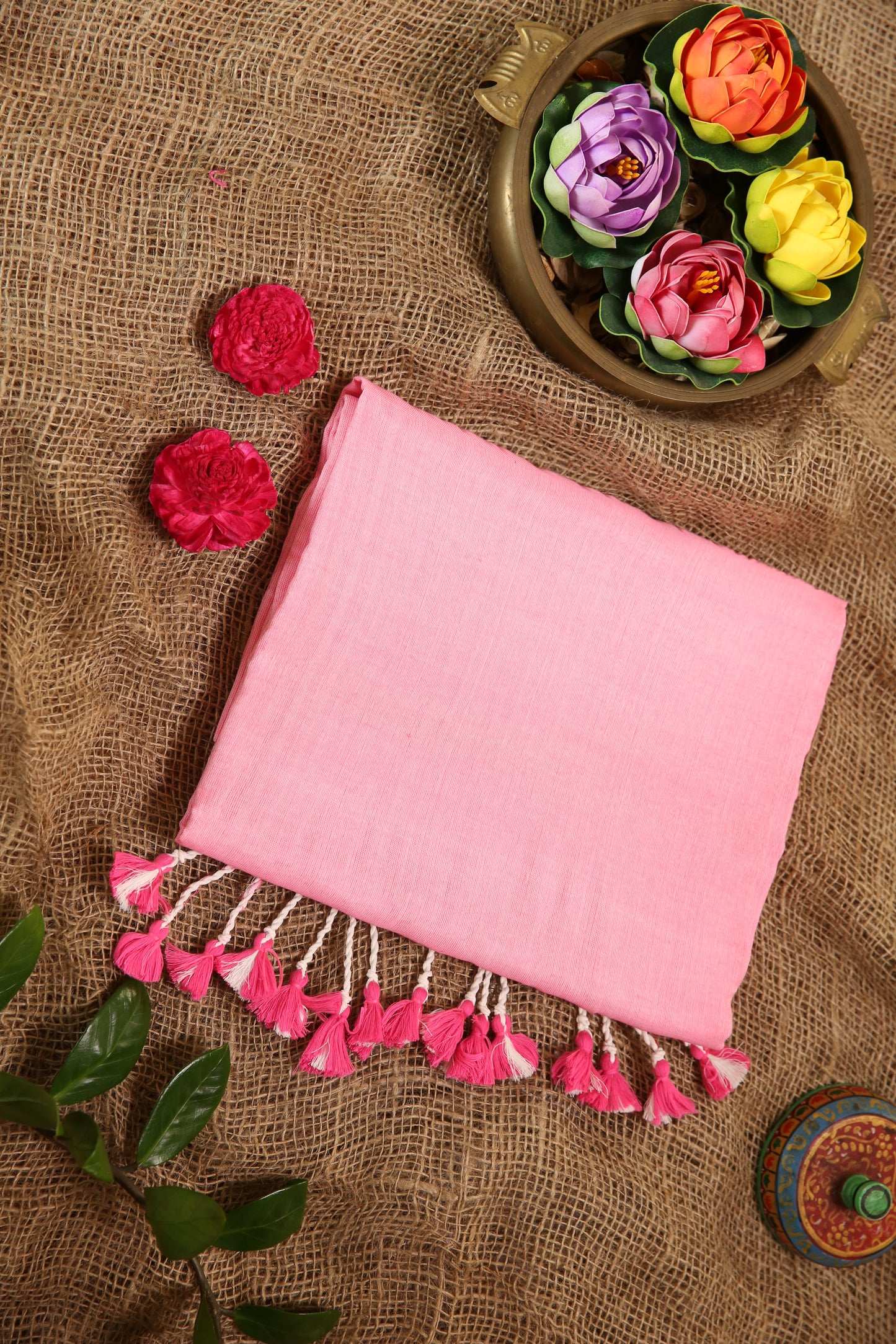 COTTON SAREE with MULTICOLOUR BLOUSE