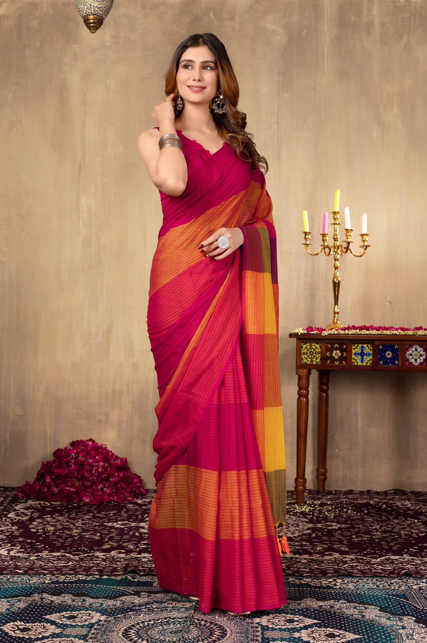 L A V E N D E R || Multicolour Mull Cotton Saree