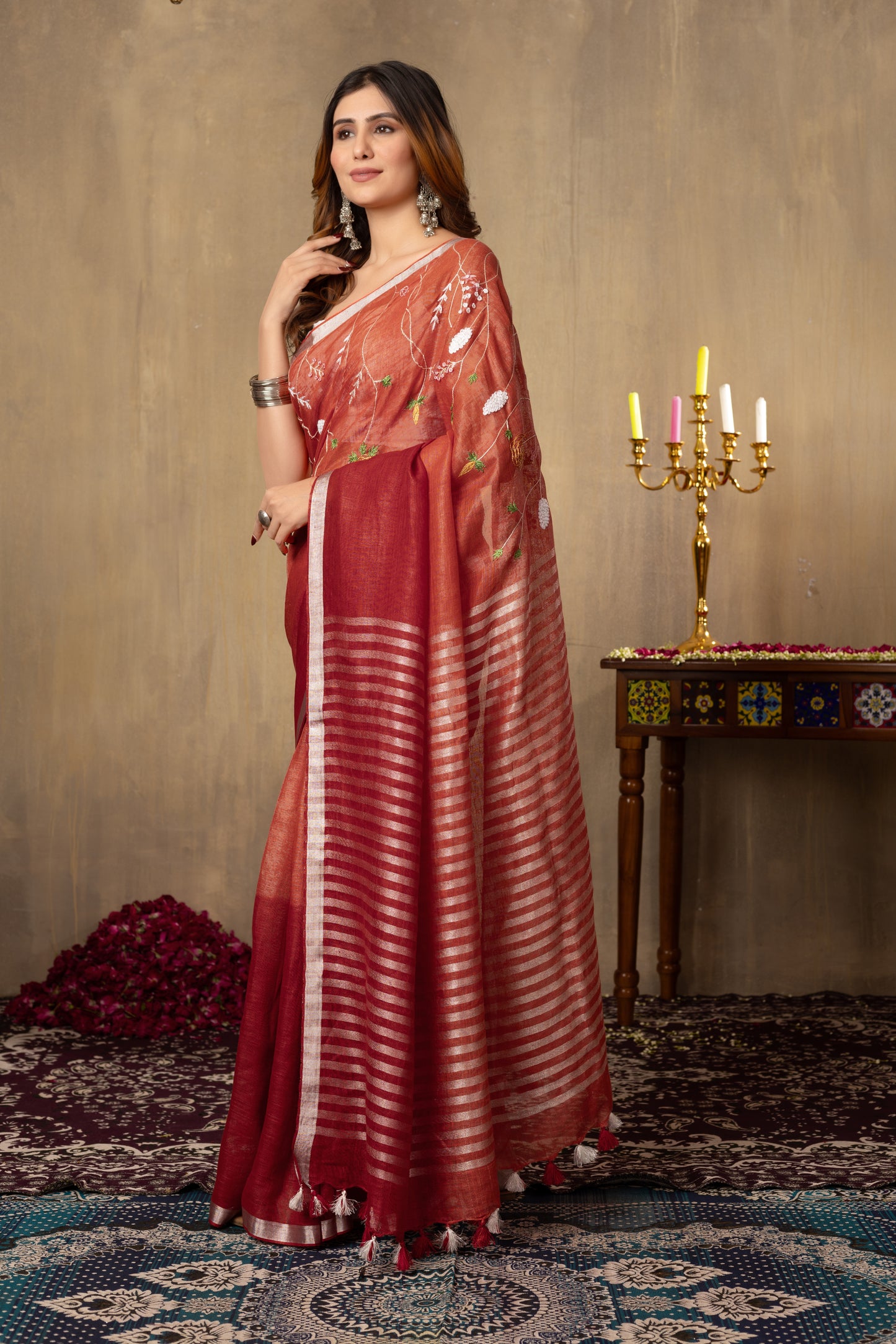 V A I S H N A V I || Pure Linen Saree