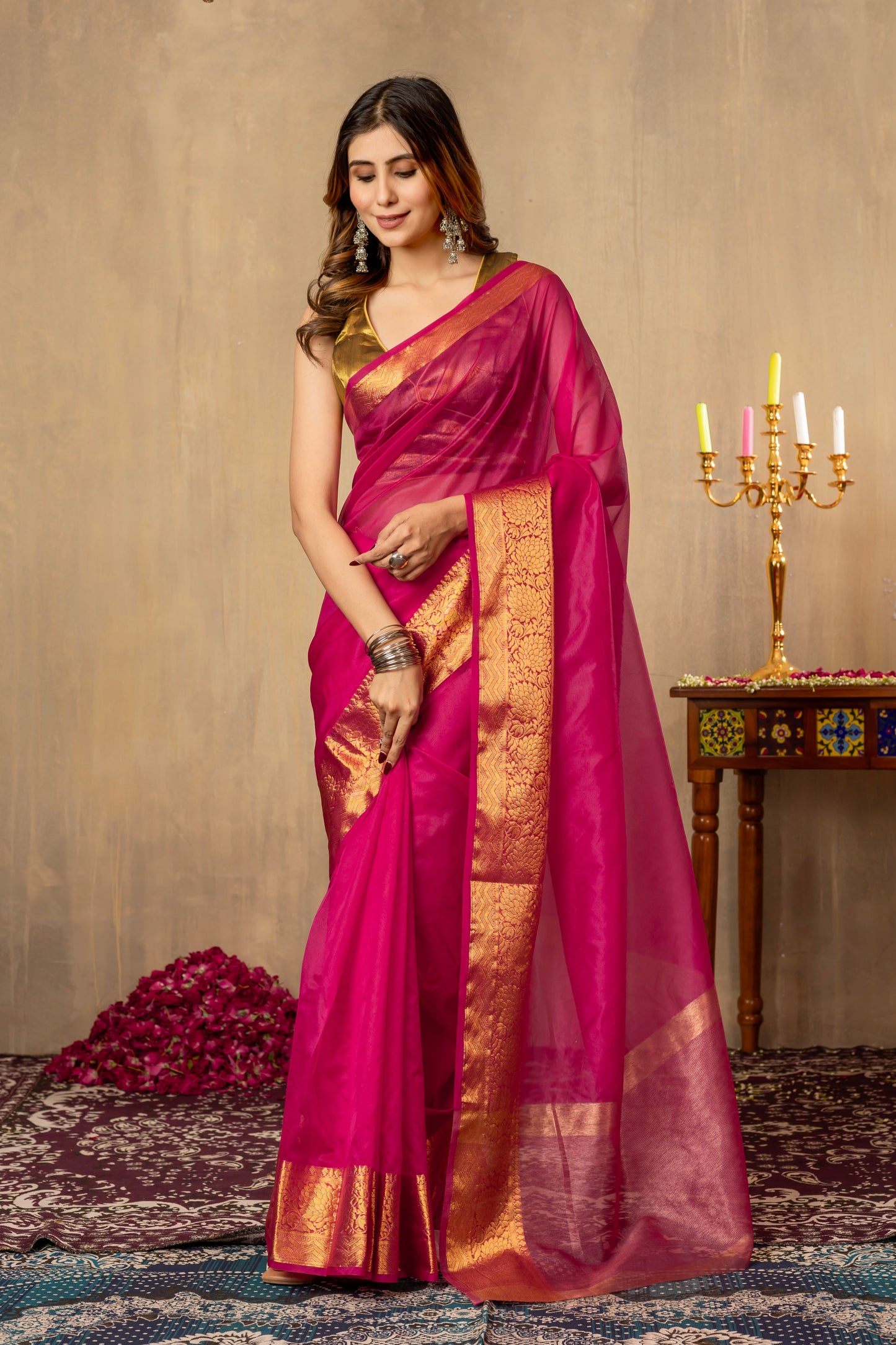 S H E F A L I || Organza Tissue saree with Zari Border