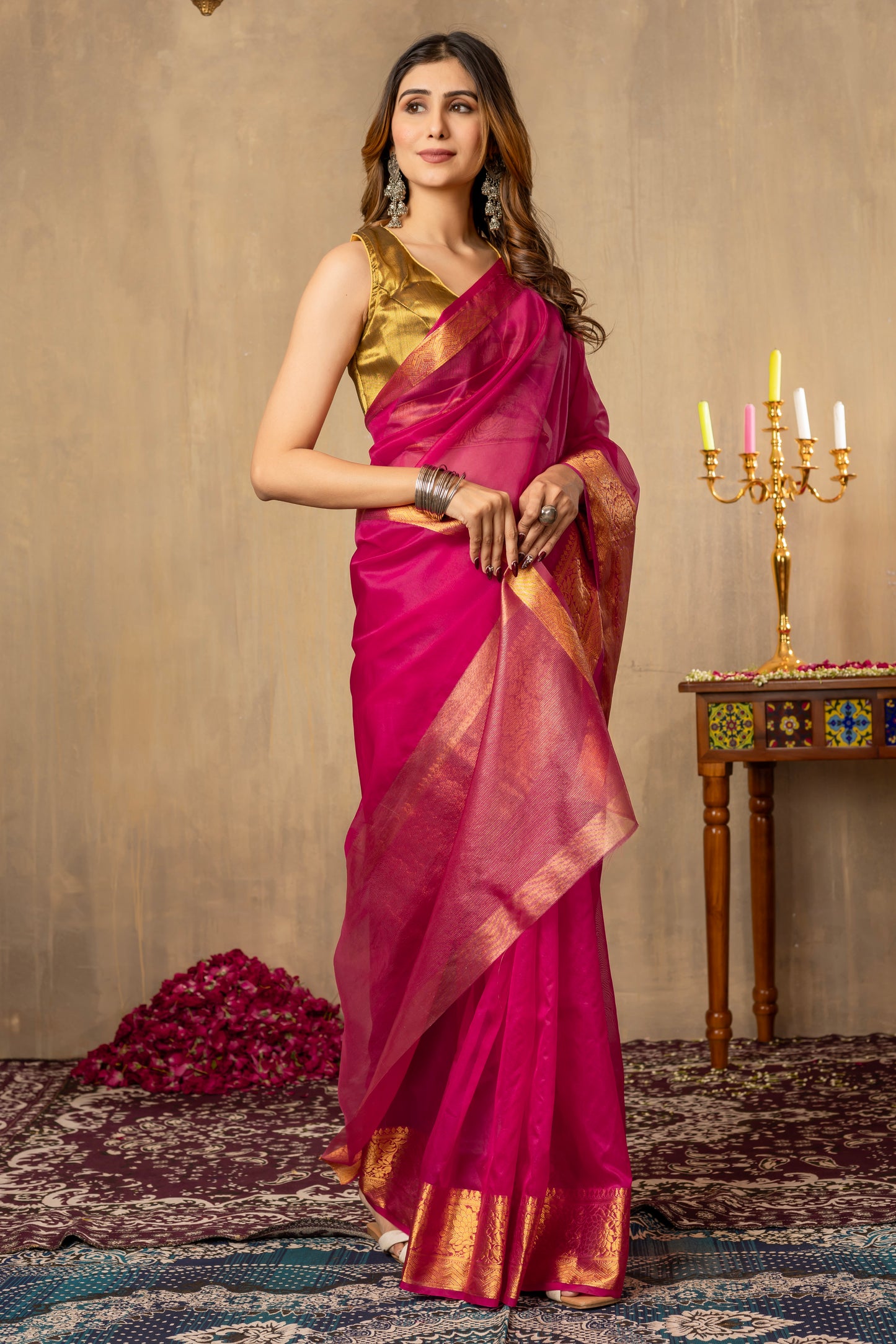 S H E F A L I || Organza Tissue saree with Zari Border