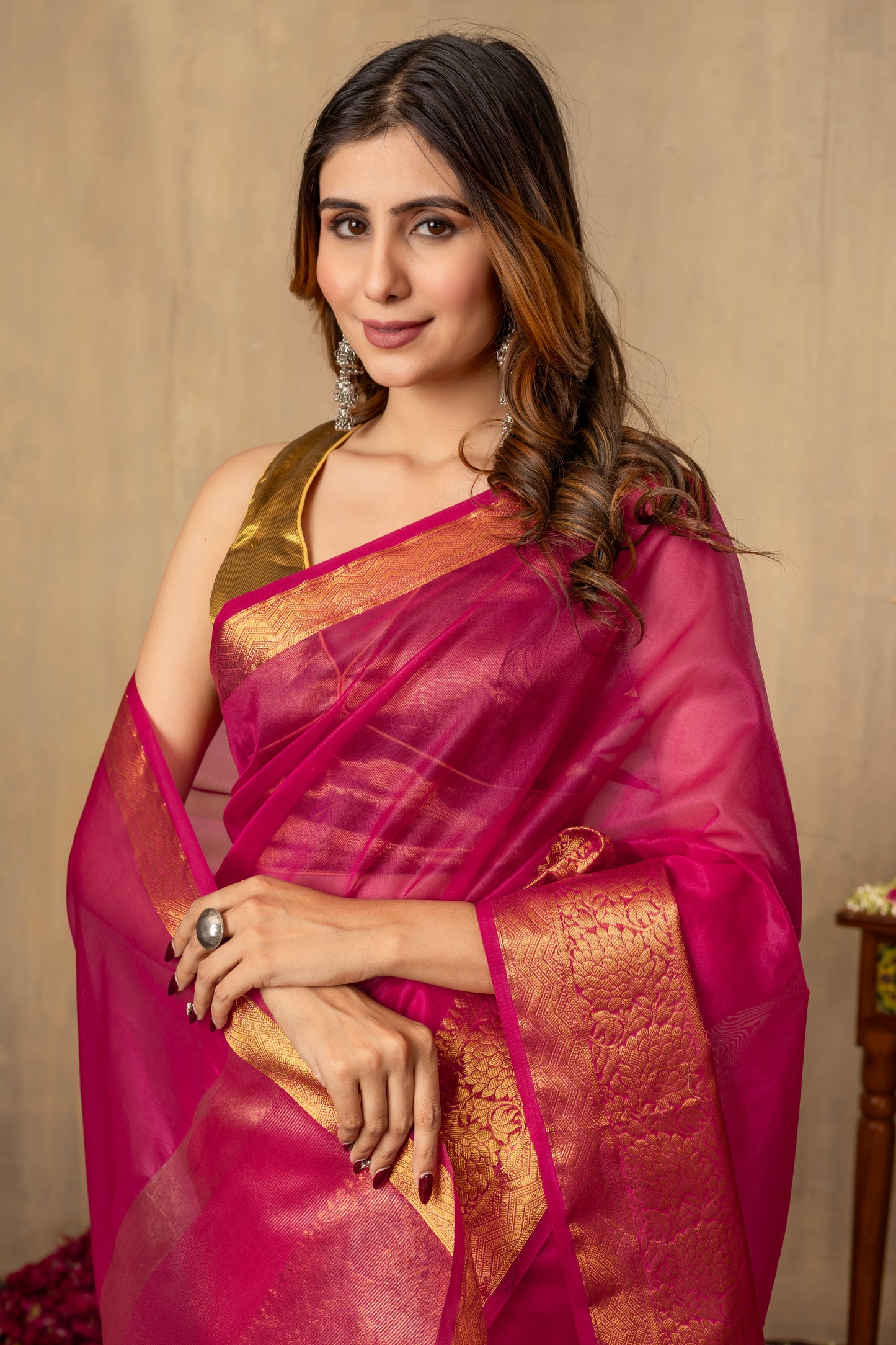 S H E F A L I || Organza Tissue saree with Zari Border