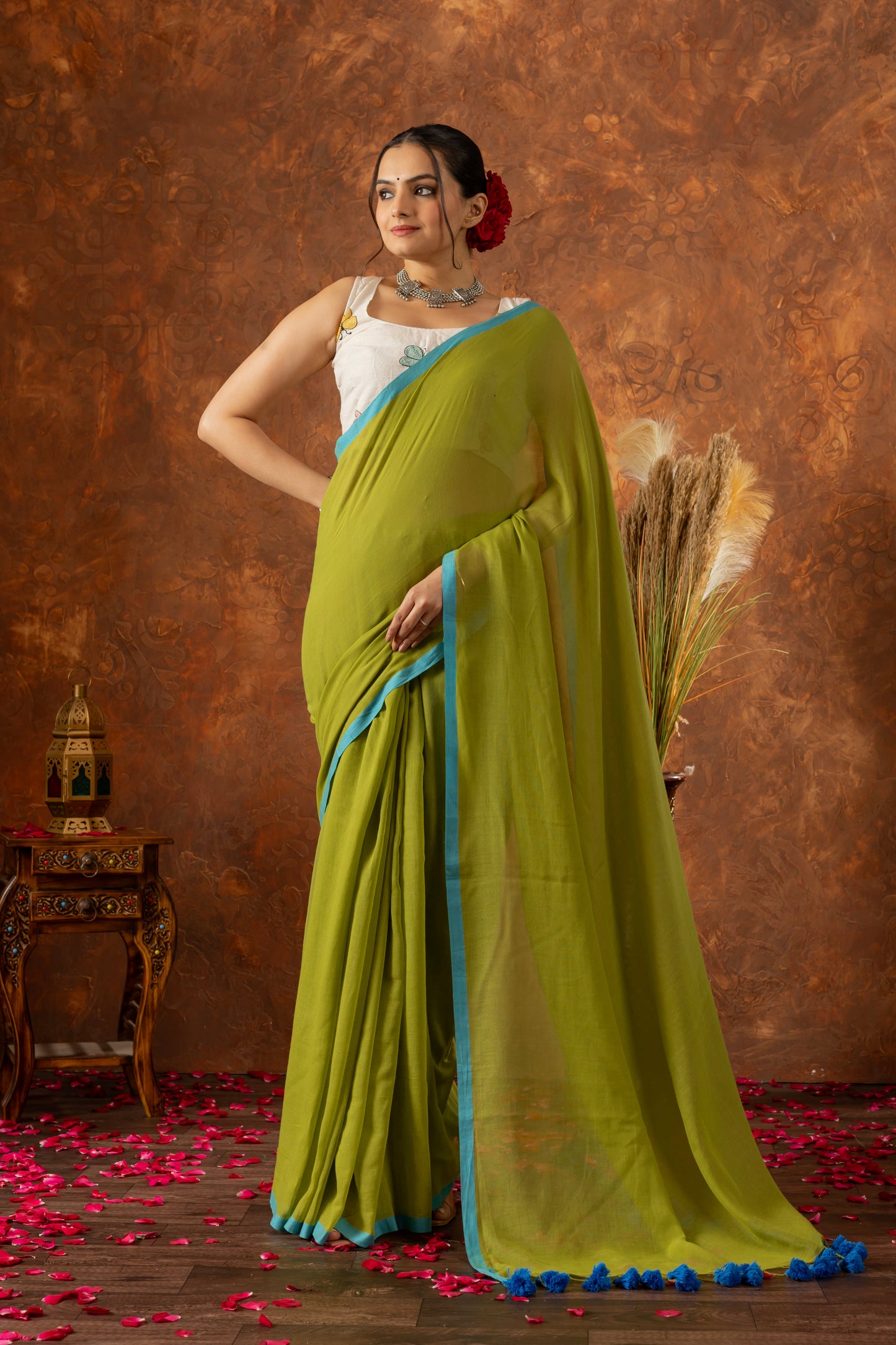 G U D H A L || Green Mull Cotton Saree