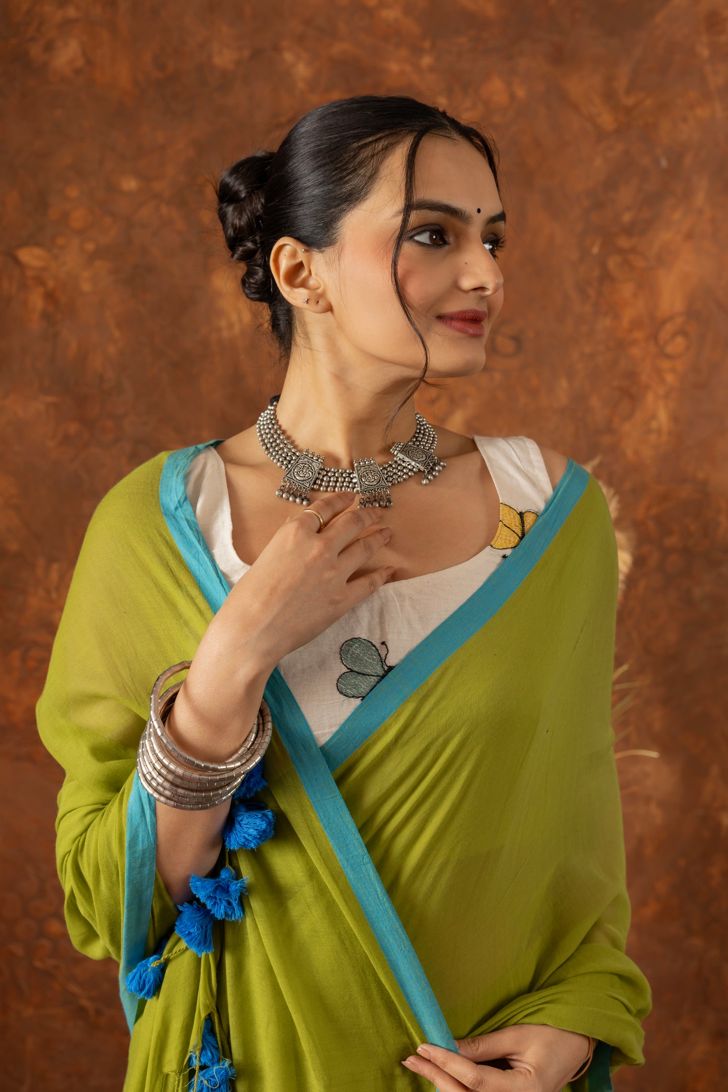 G U D H A L || Green Mull Cotton Saree
