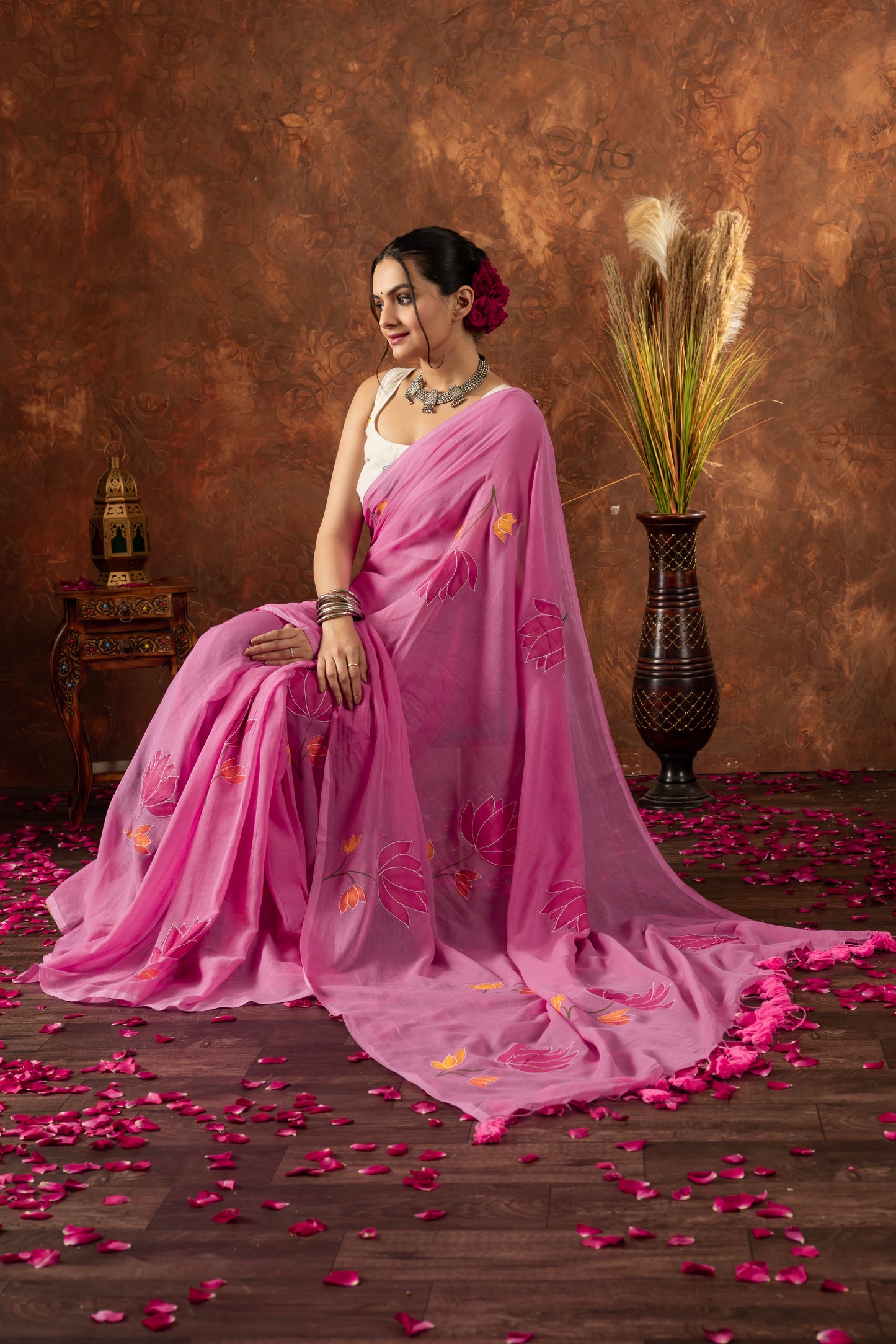 K A M A L A || Mull Cotton Saree with Hand Paint