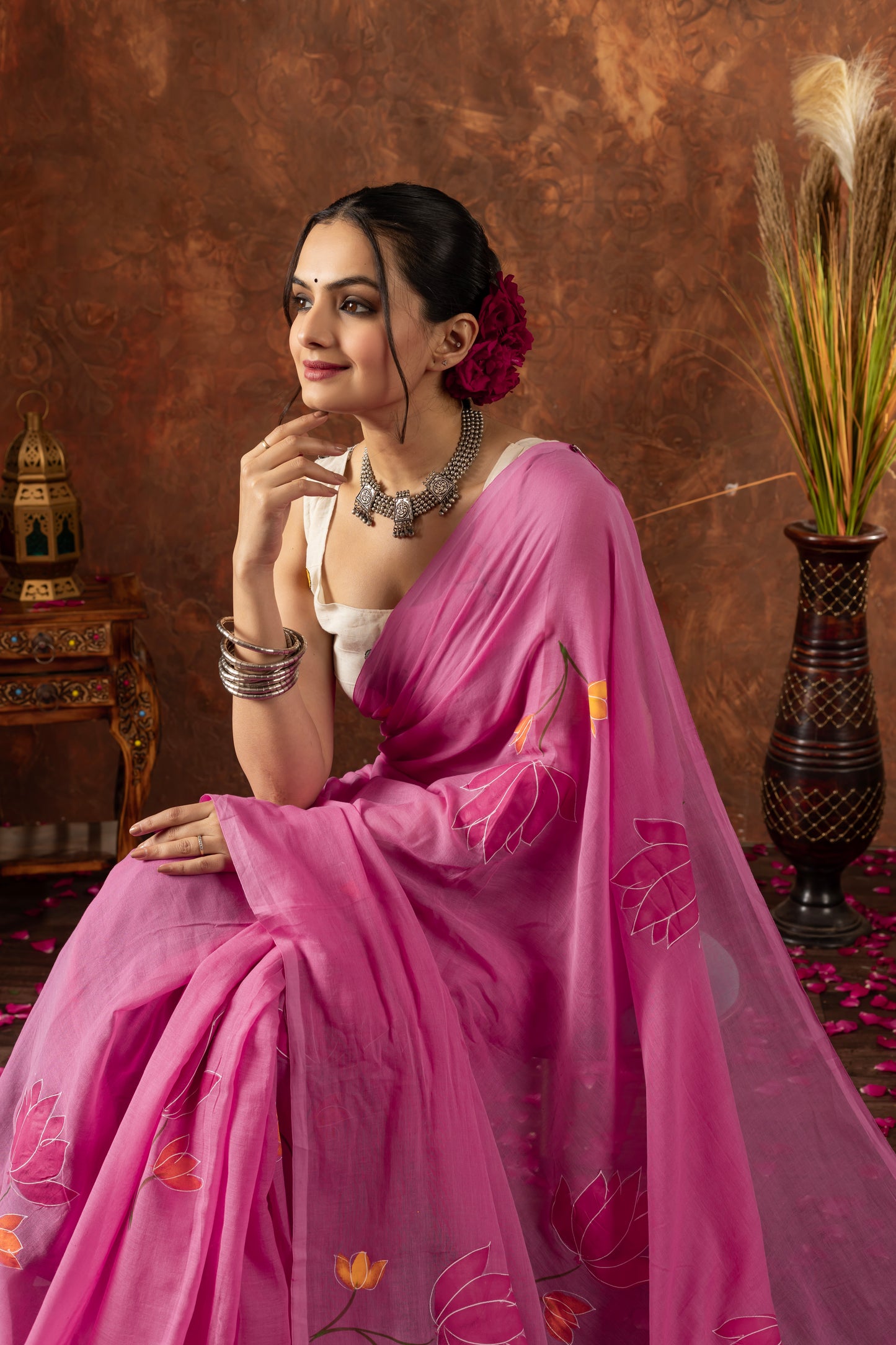 K A M A L A || Mull Cotton Saree with Hand Paint