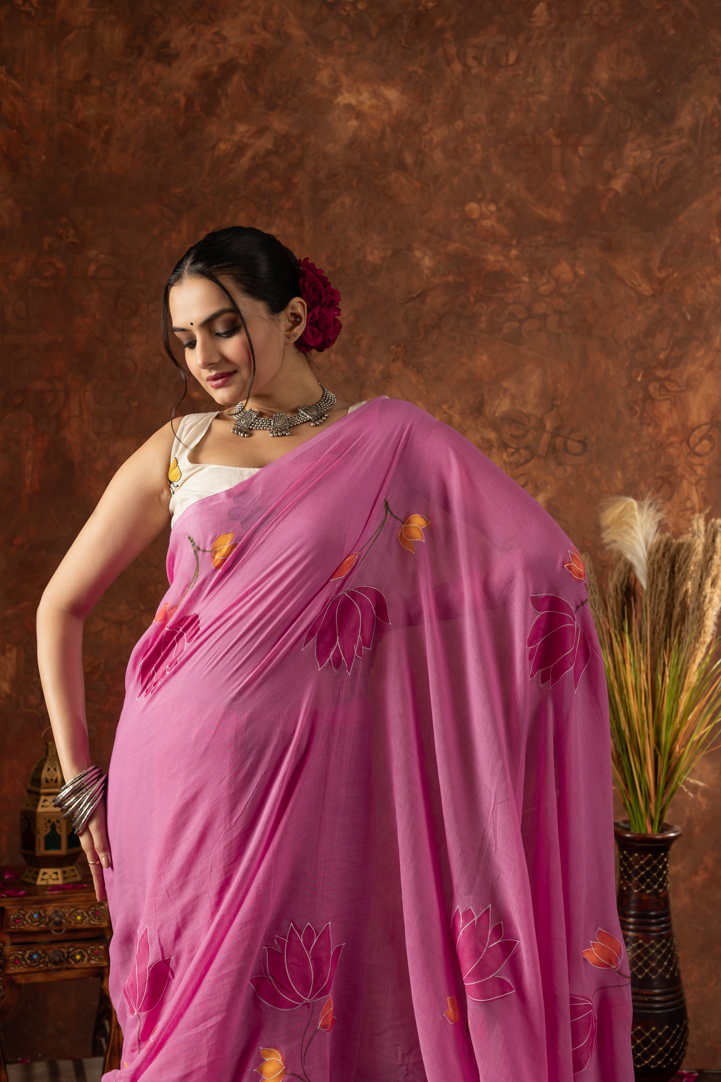 K A M A L A || Mull Cotton Saree with Hand Paint