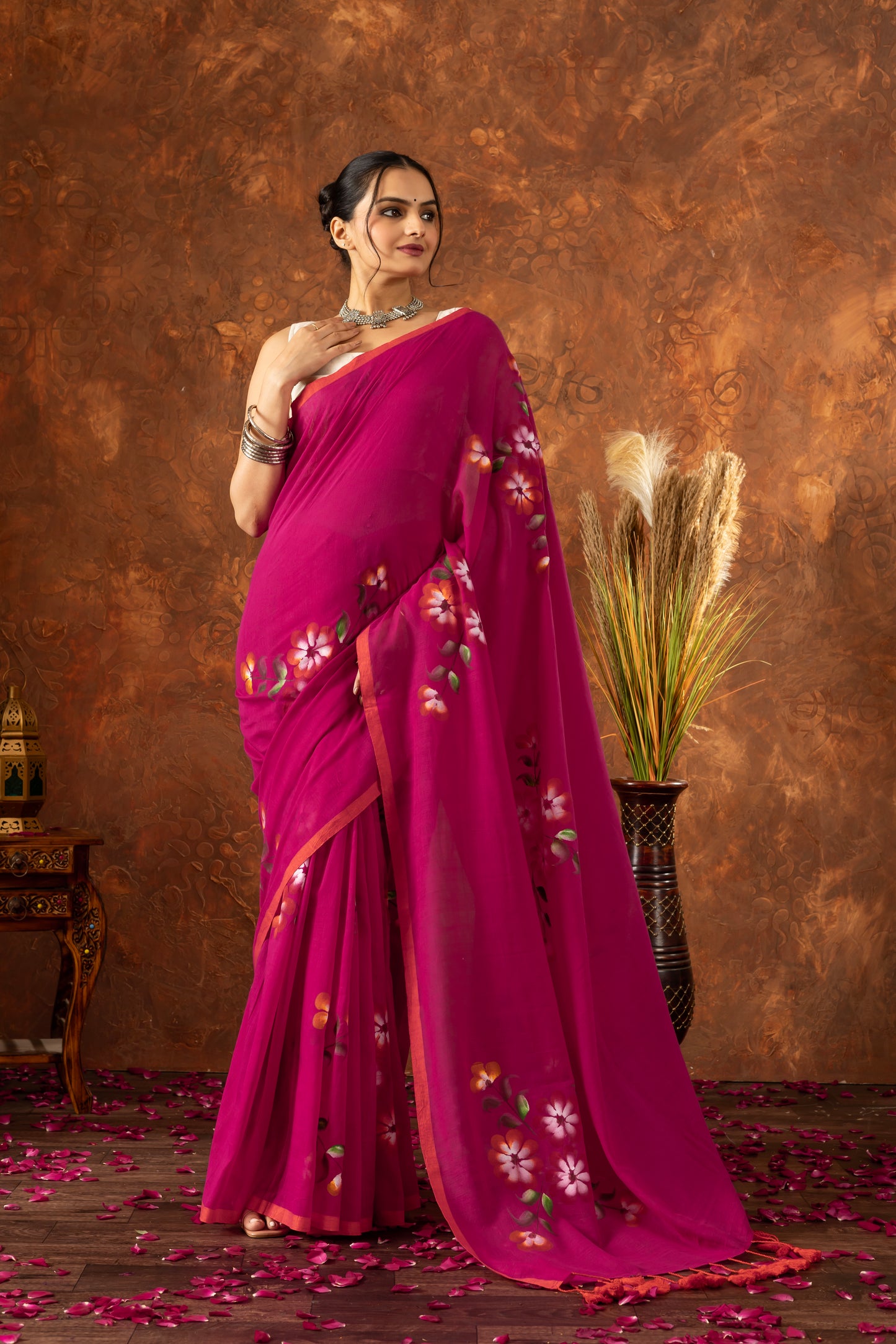 V I M A L A || (Pink) Hand Painted Saree